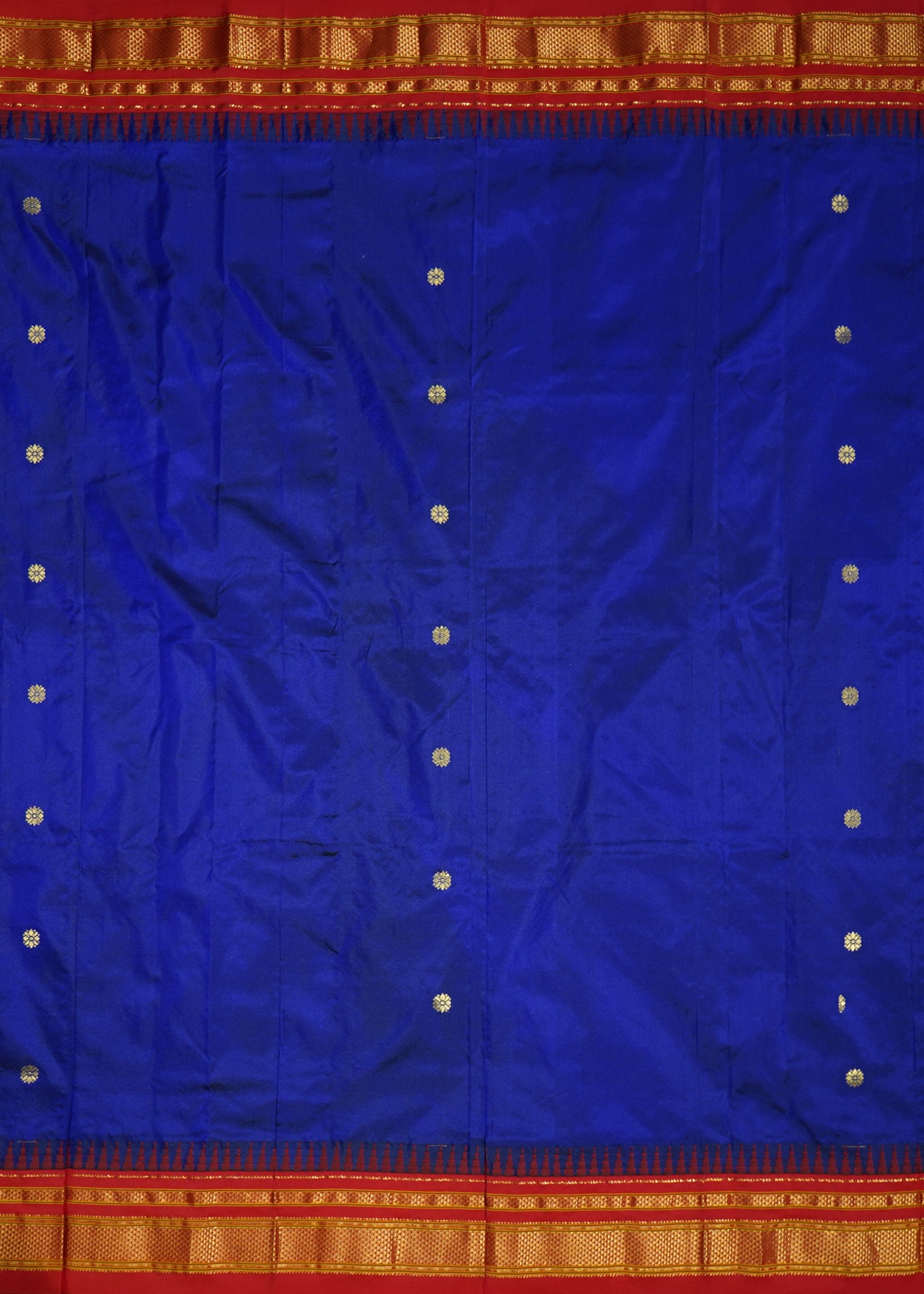 Dark Blue Narayanpet Zari buti Pure Silk Handloom Saree