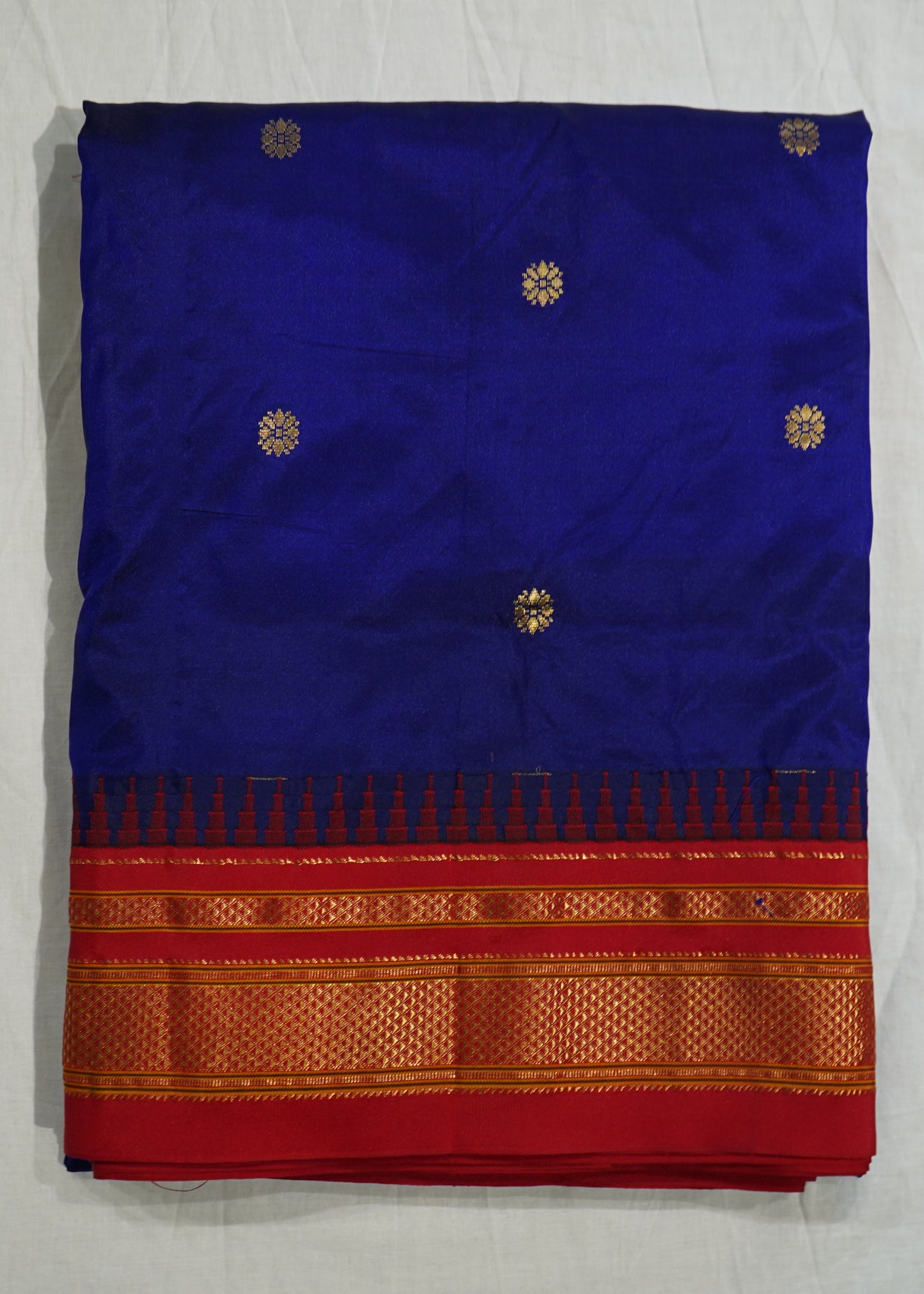 Dark Blue Narayanpet Zari buti Pure Silk Handloom Saree
