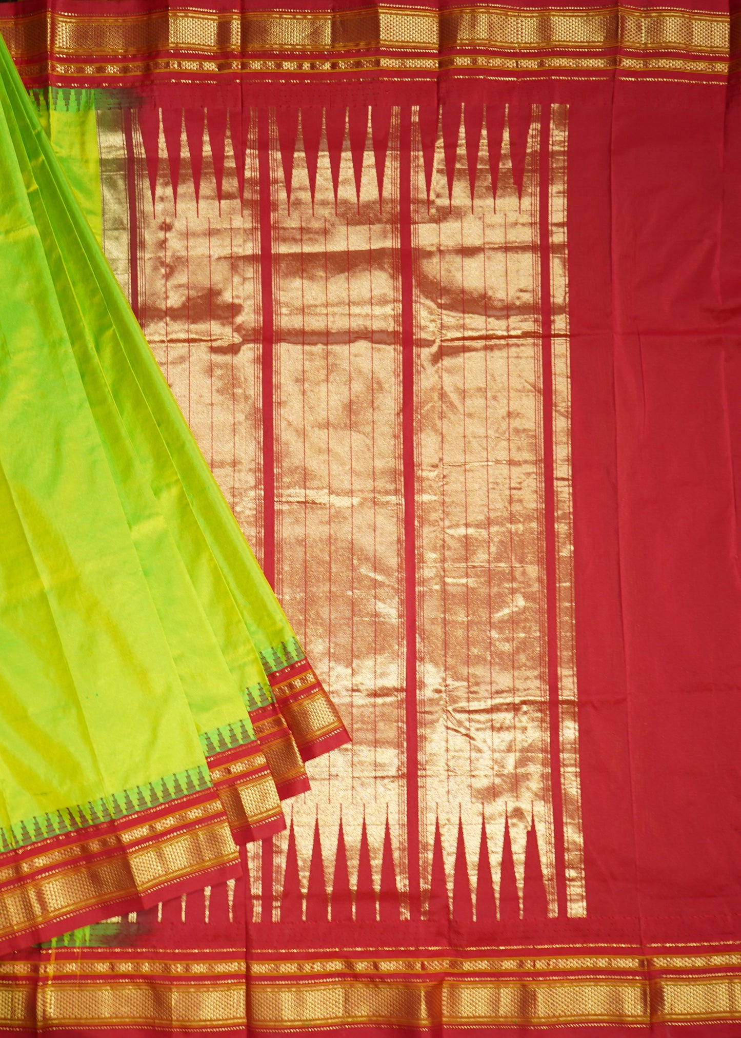 Light Green Narayanpet Zari buti Pure Silk Handloom Saree