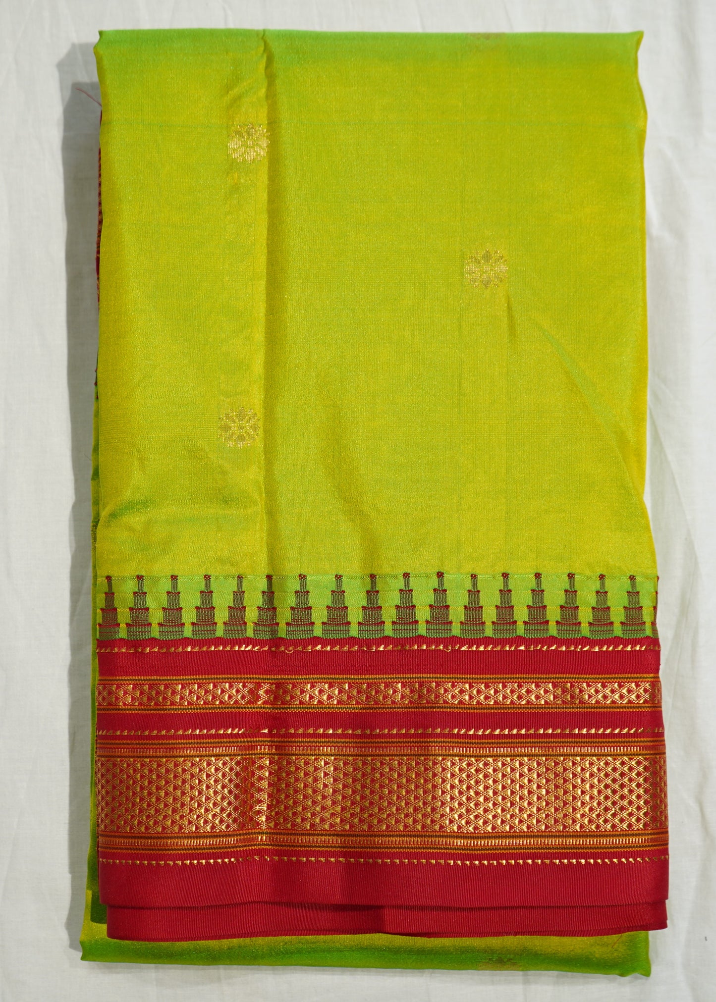 Light Green Narayanpet Zari buti Pure Silk Handloom Saree