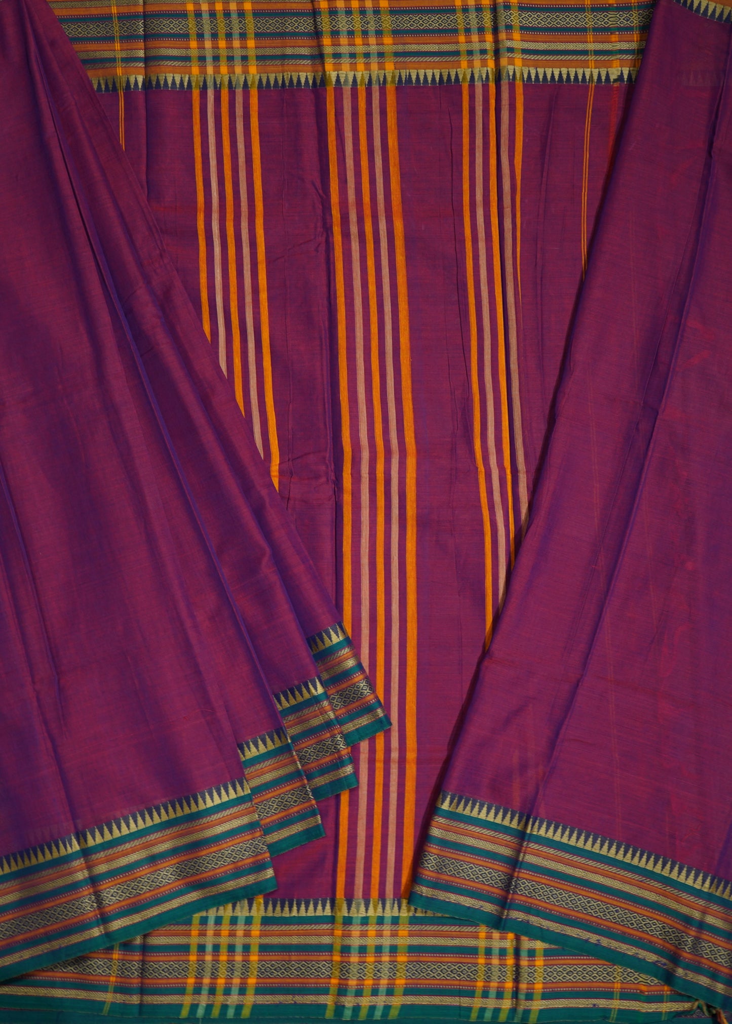 Voilet Narayanpet Thread buti Pure Cotton Handloom Saree