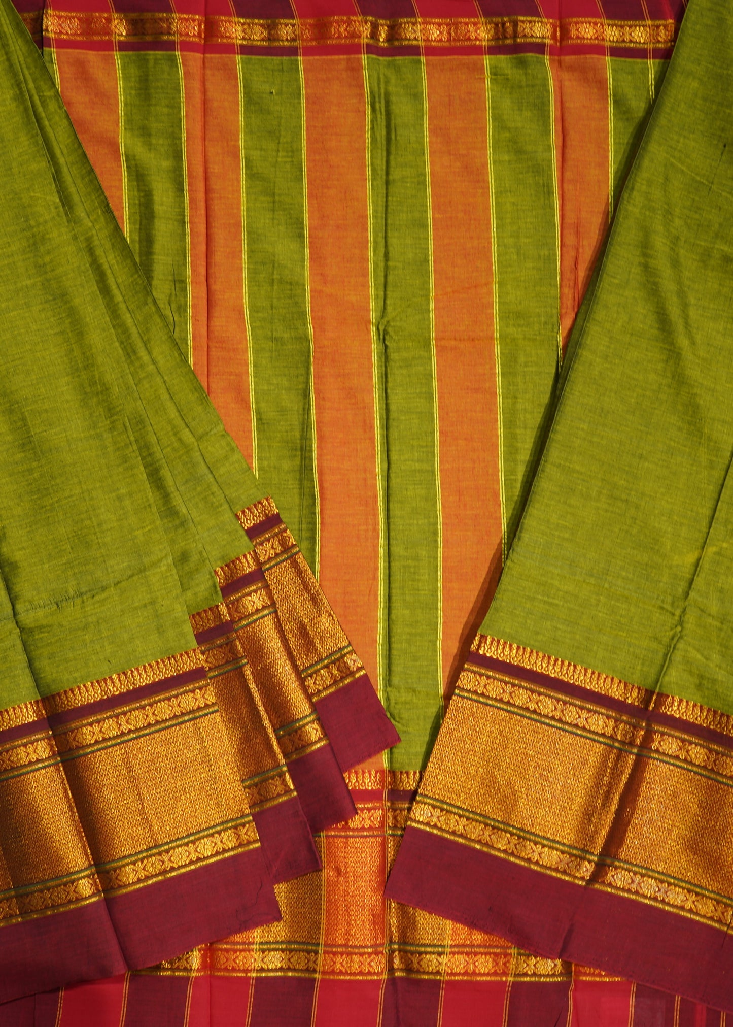 Green Narayanpet Big Zari buti Pure Cotton Handloom Saree