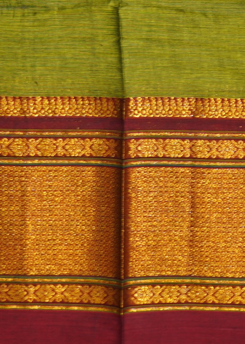 Green Narayanpet Big Zari buti Pure Cotton Handloom Saree
