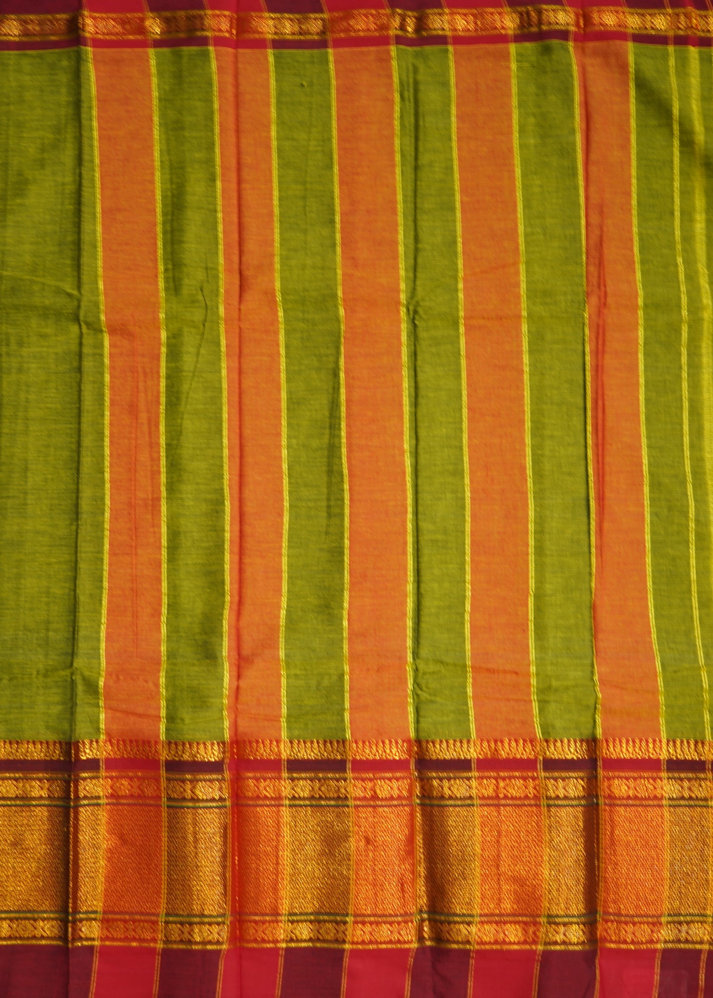 Green Narayanpet Big Zari buti Pure Cotton Handloom Saree
