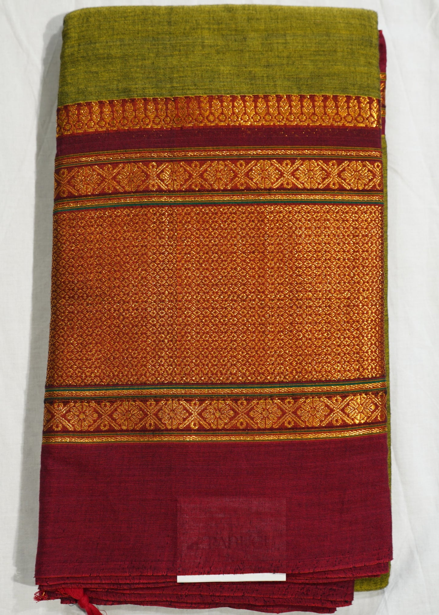 Green Narayanpet Big Zari buti Pure Cotton Handloom Saree