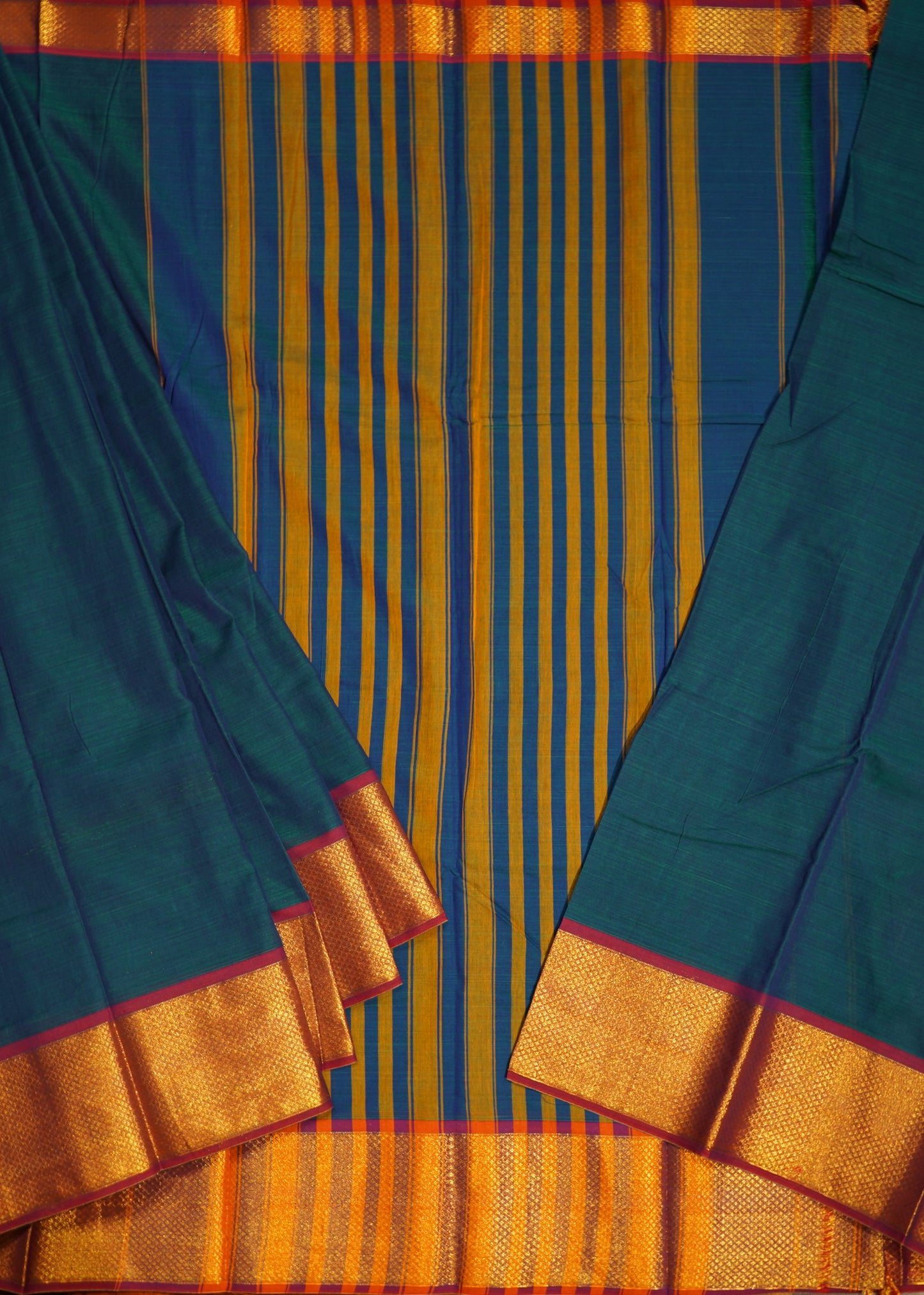 Rama Blue Narayanpet Zari buti Pure Cotton Handloom Saree
