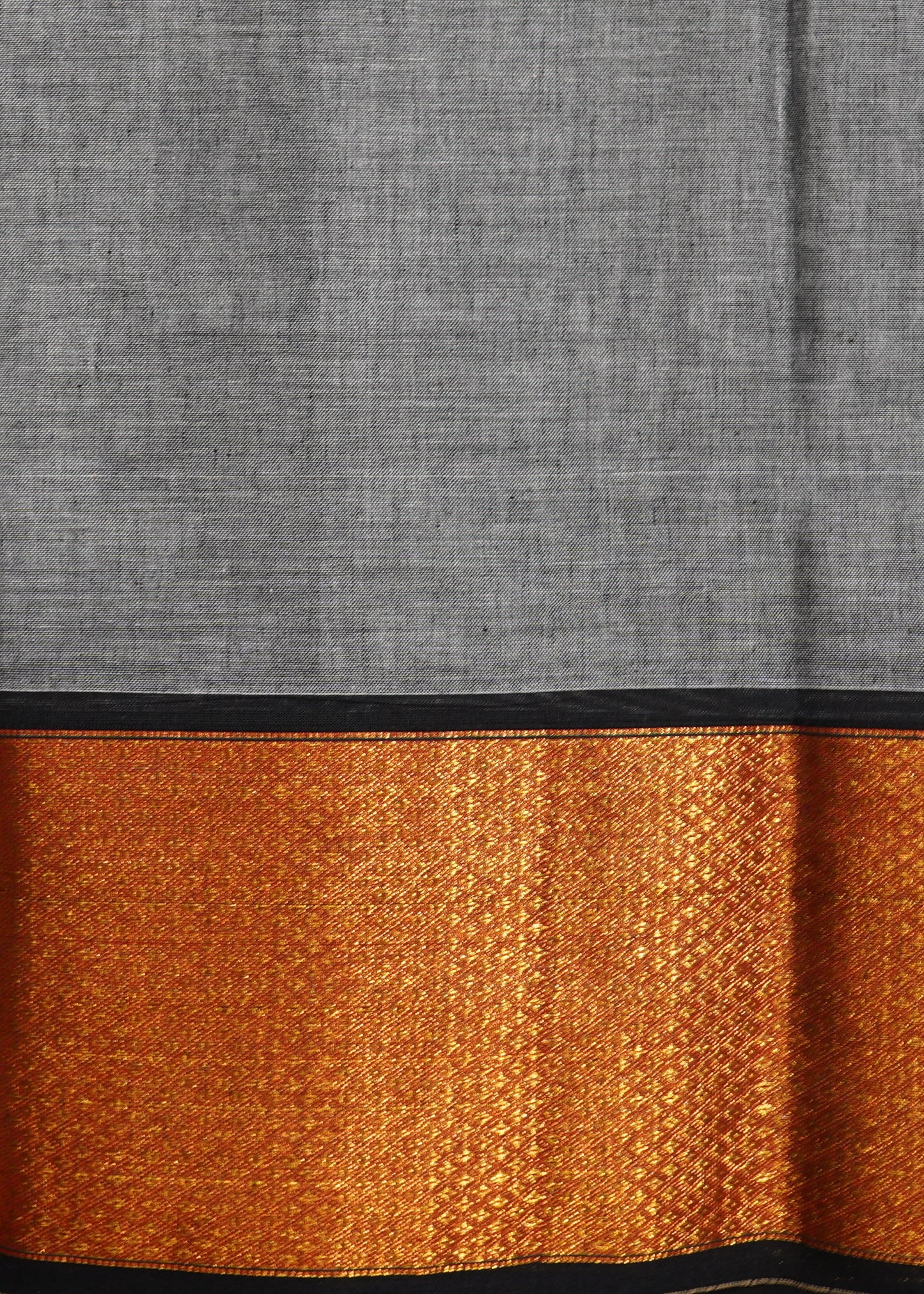 Gray Narayanpet Zari buti Pure Cotton Handloom Saree