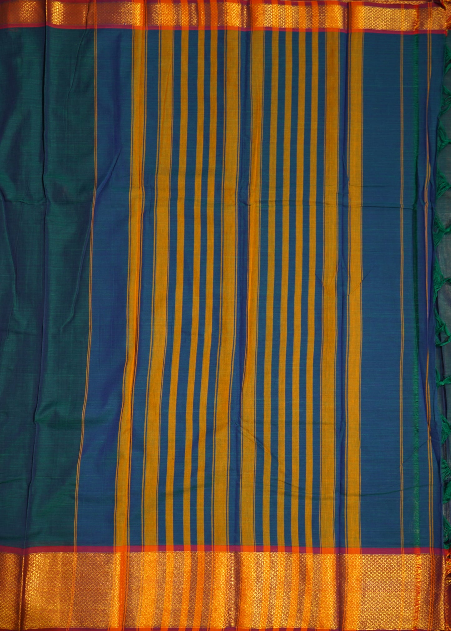 Rama Blue Narayanpet Zari buti Pure Cotton Handloom Saree