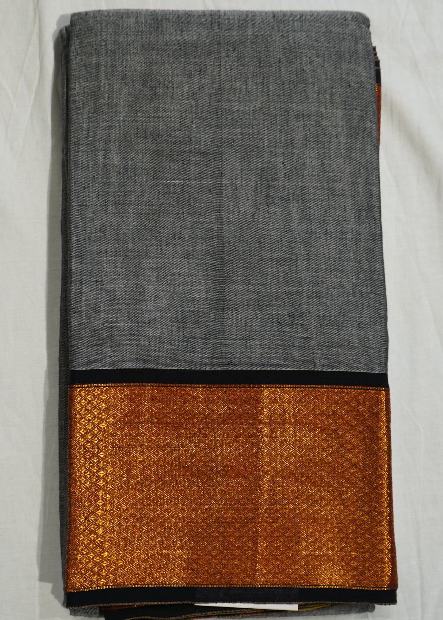 Gray Narayanpet Zari buti Pure Cotton Handloom Saree