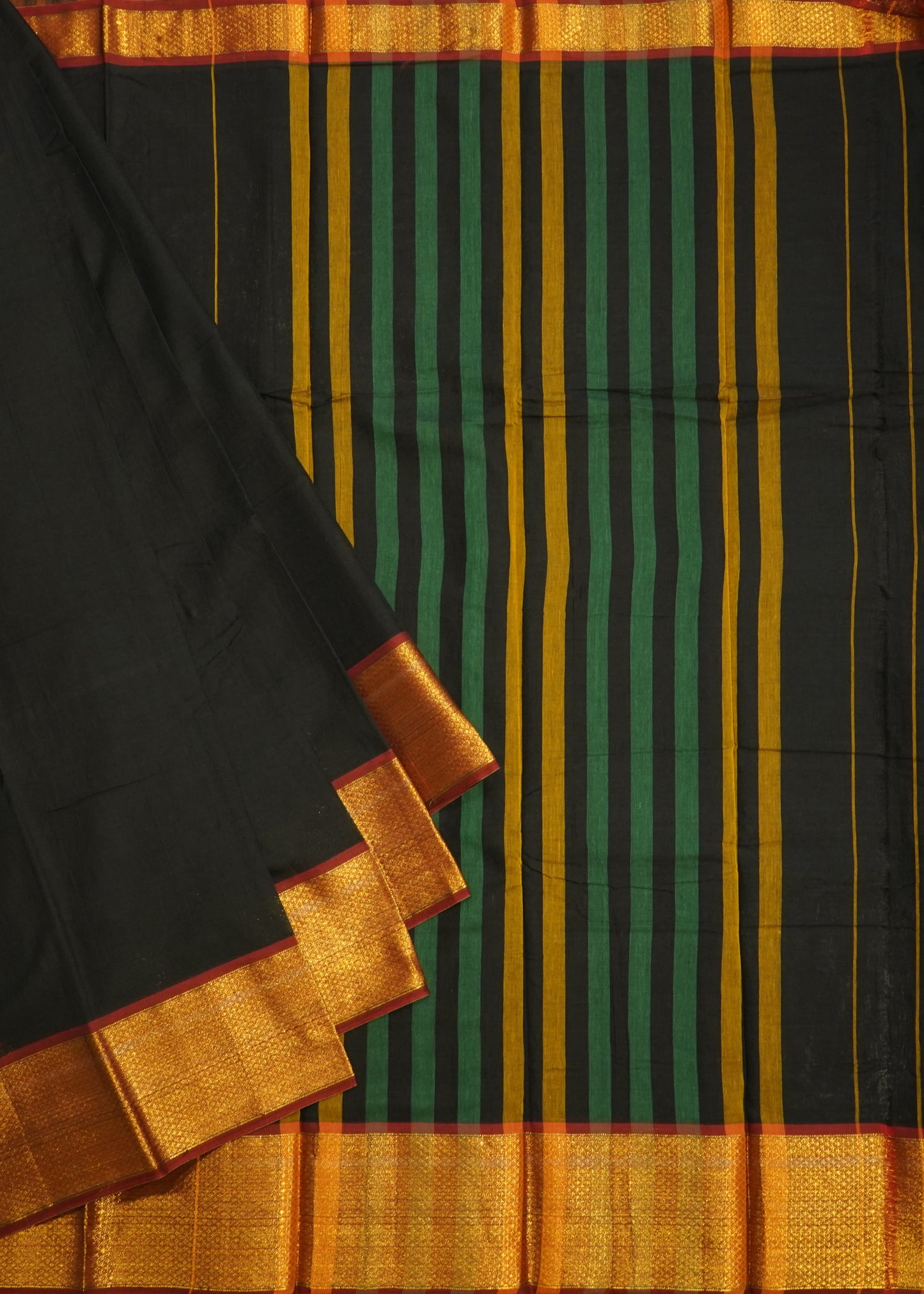 Black Narayanpet Pure Cotton Handloom Saree