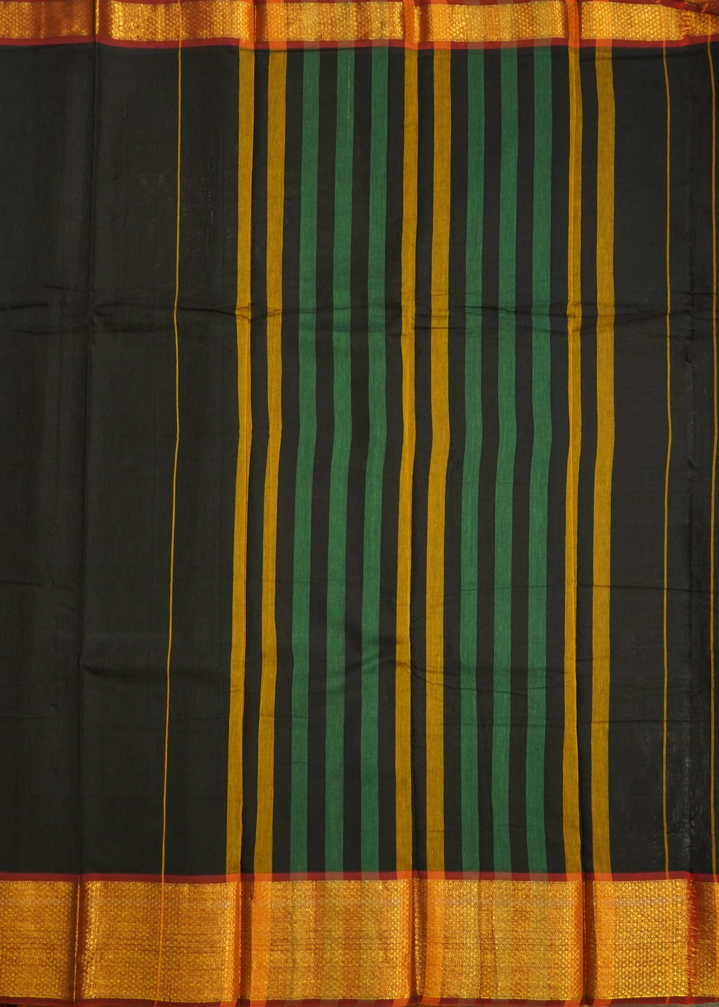 Black Narayanpet Pure Cotton Handloom Saree