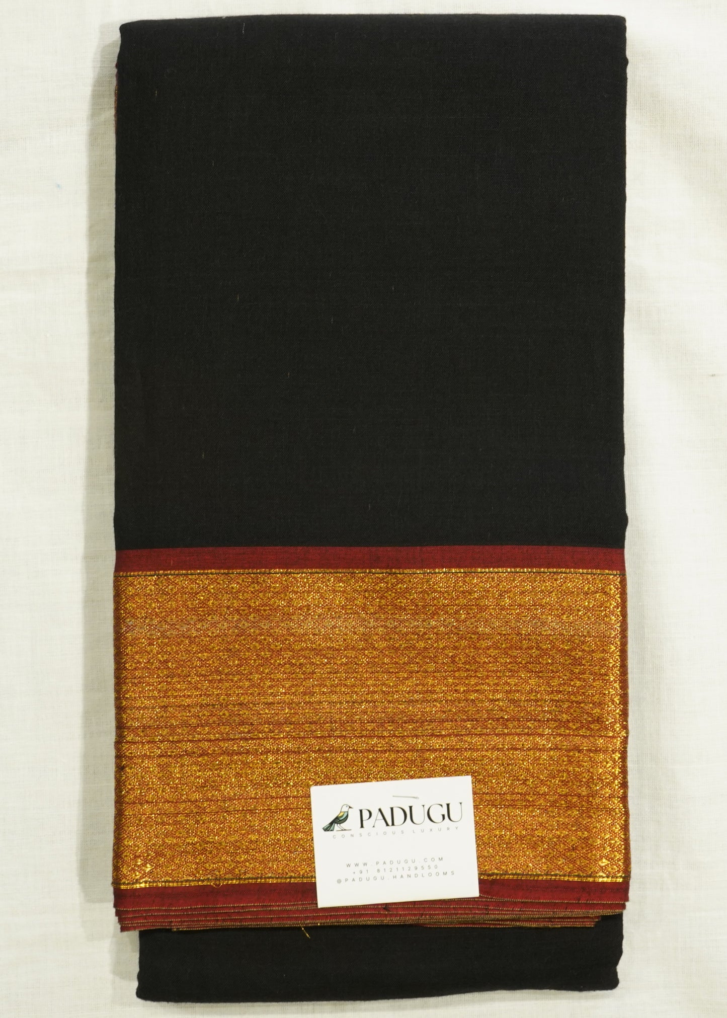 Black Narayanpet Pure Cotton Handloom Saree