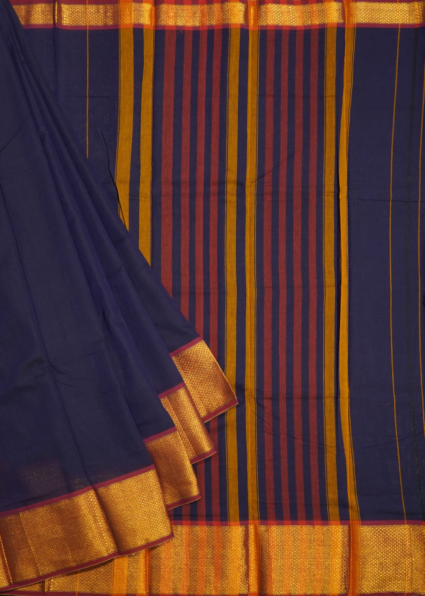 Dark Violet Narayanpet Pure Cotton Handloom Saree