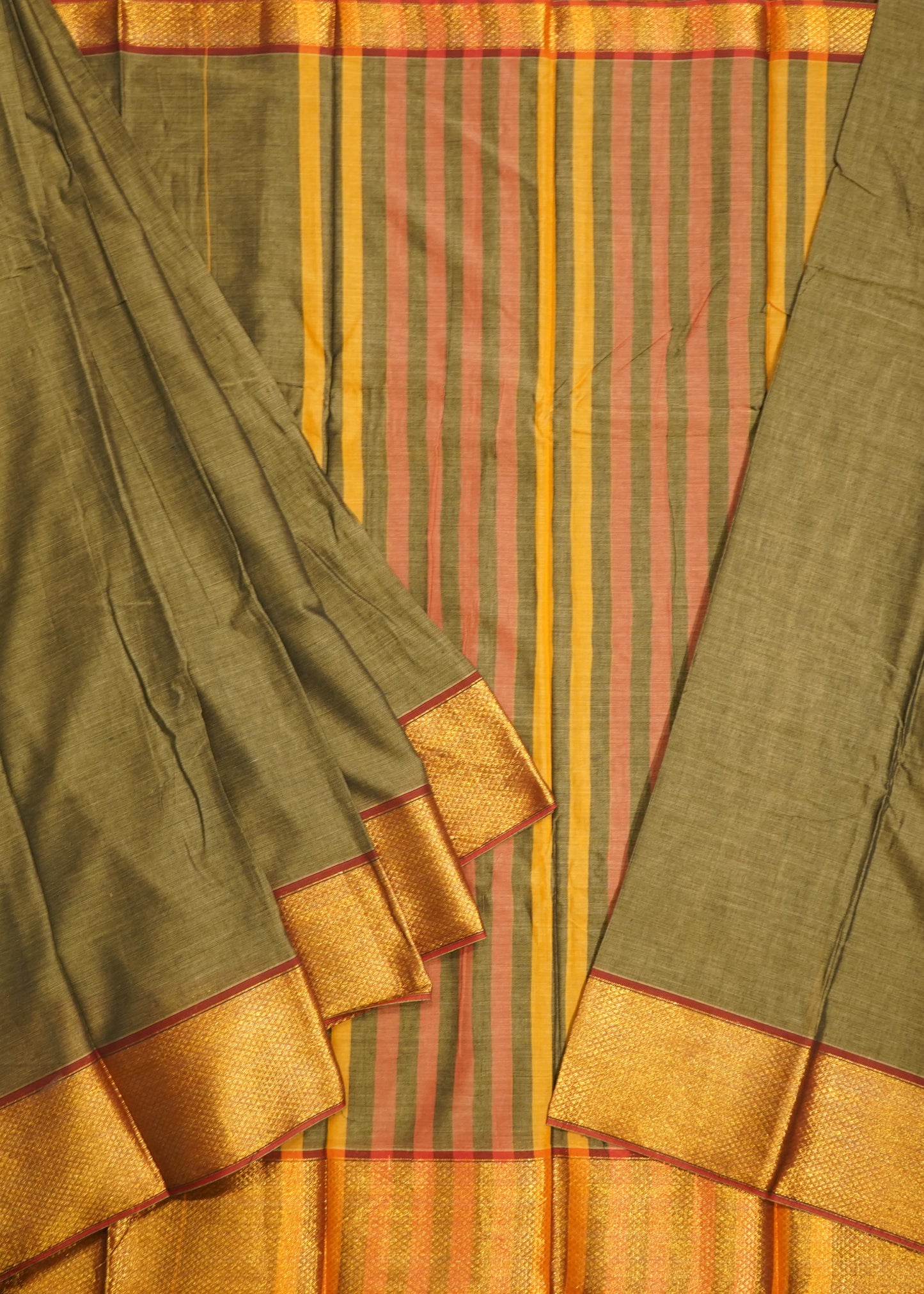 Green Narayanpet Pure Cotton Handloom Saree