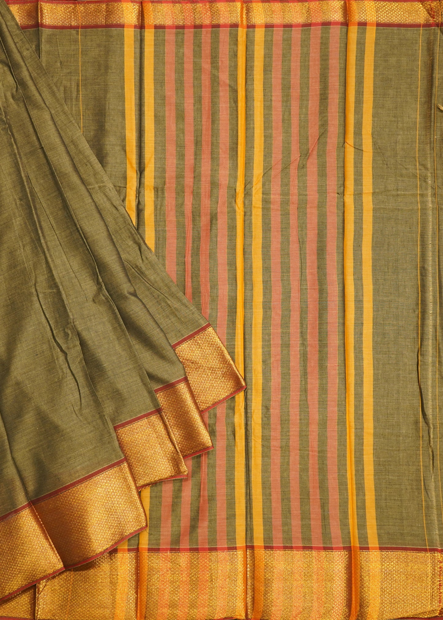 Green Narayanpet Pure Cotton Handloom Saree