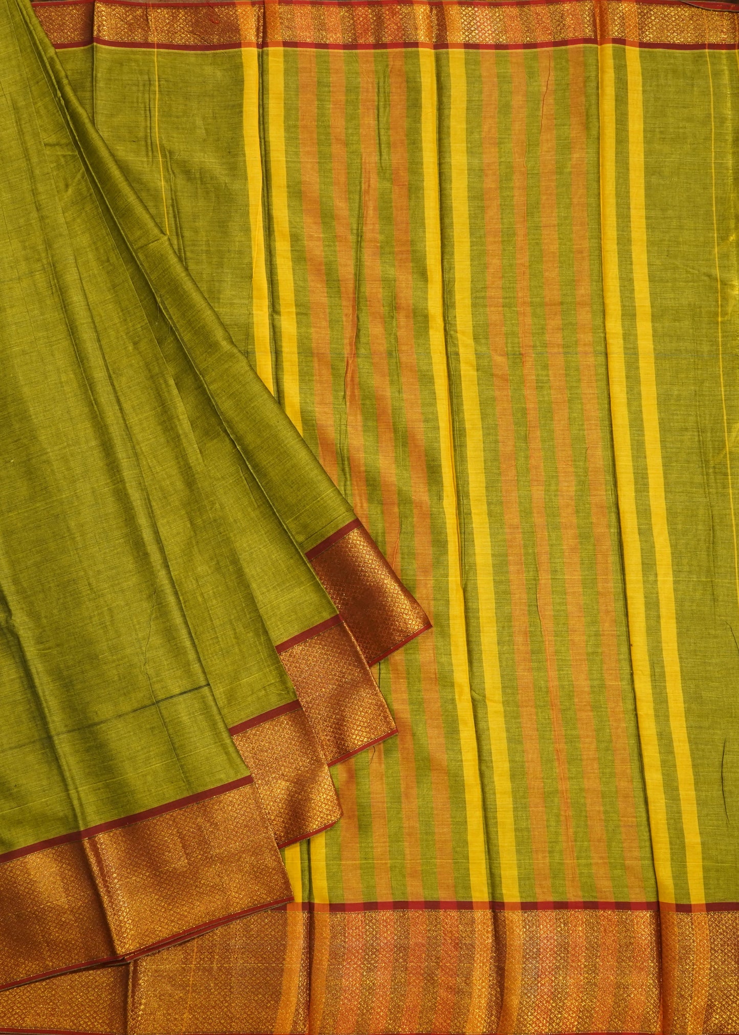 Green Narayanpet Pure Cotton Handloom Saree