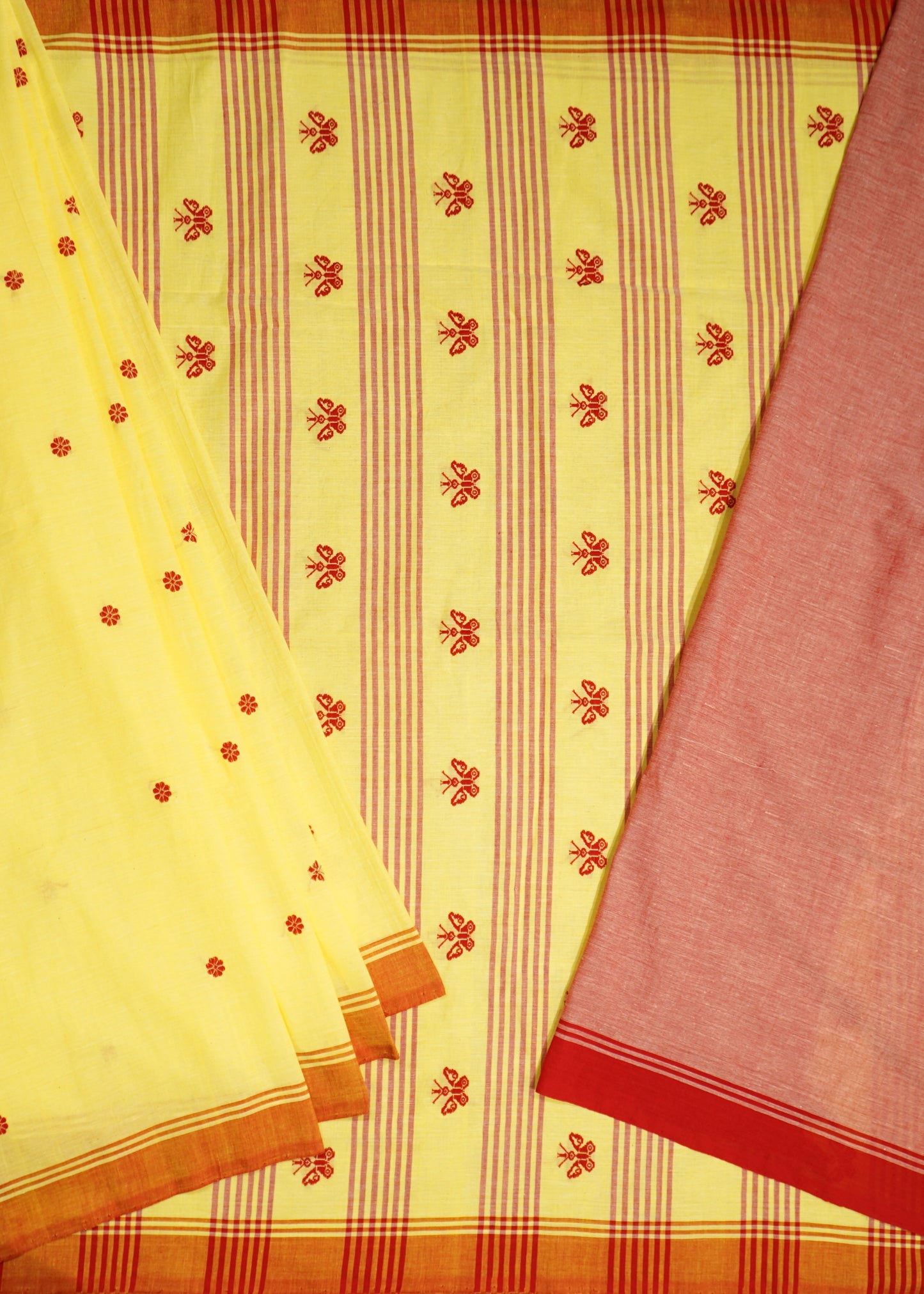 Yellow Assam Cotton Pure Handloom Saree