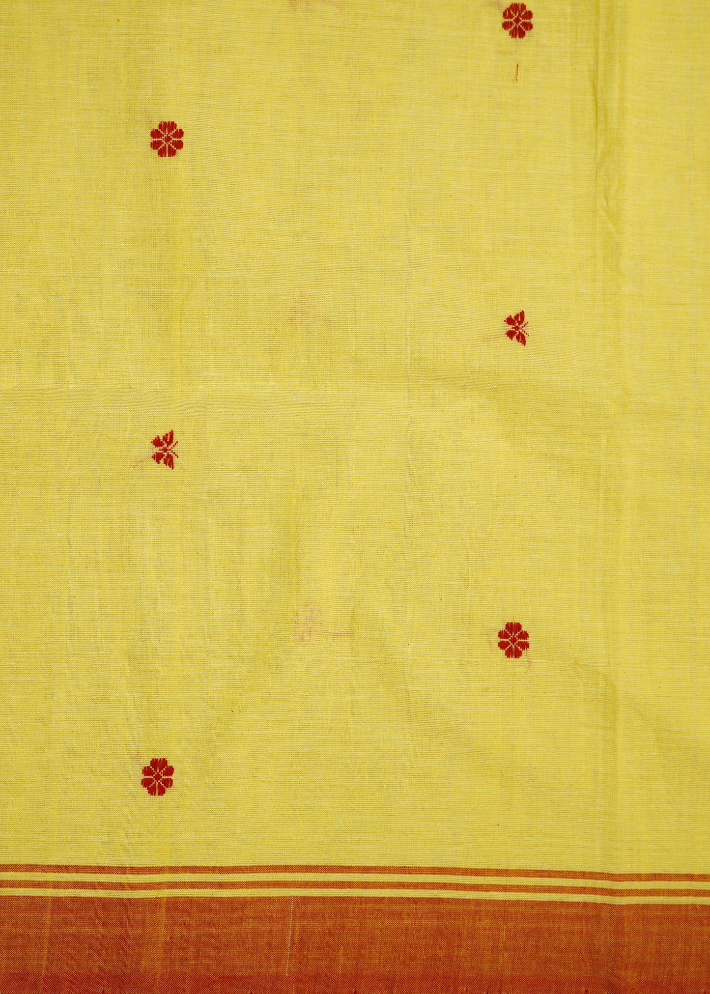 Yellow Assam Cotton Pure Handloom Saree