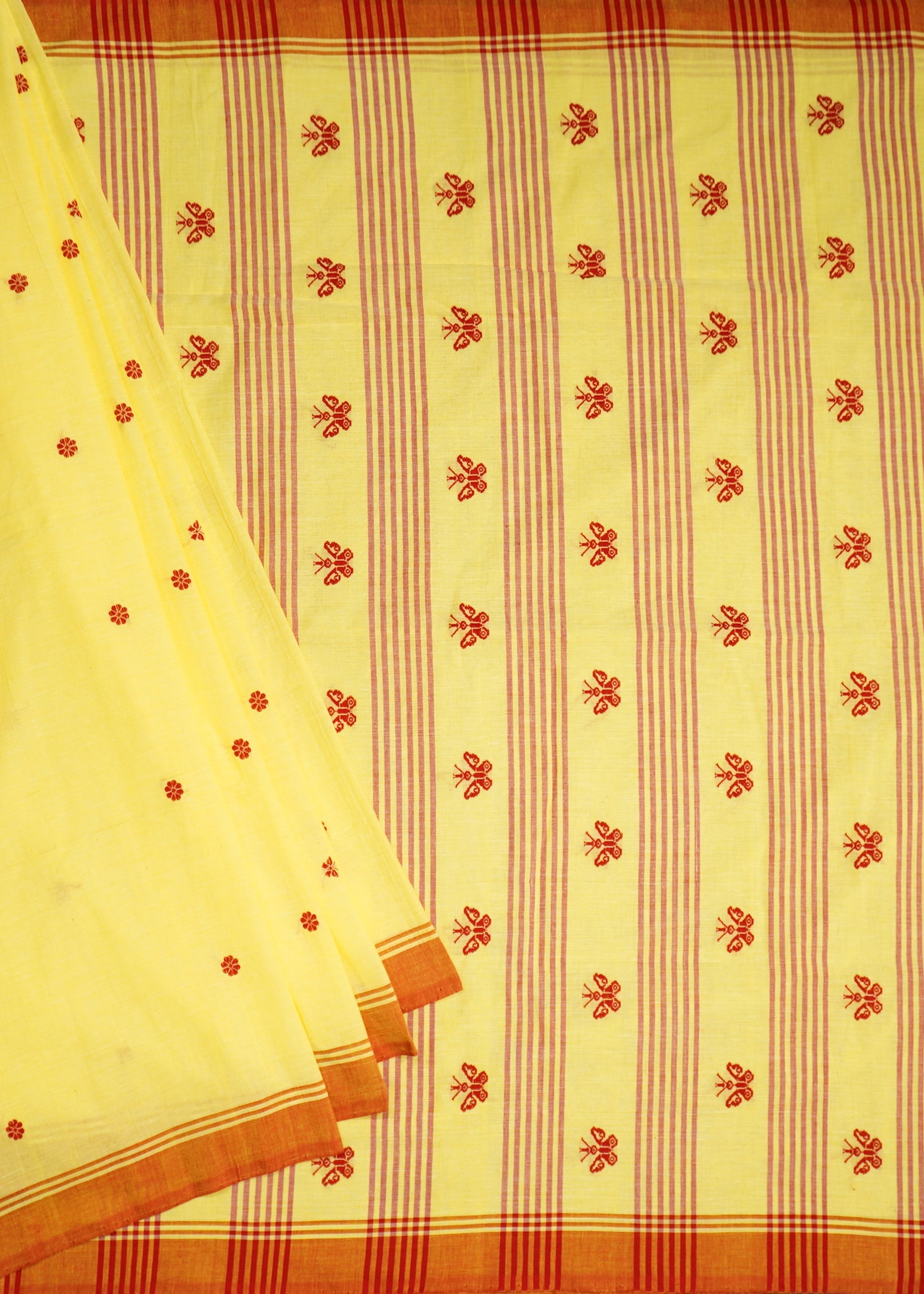 Yellow Assam Cotton Pure Handloom Saree