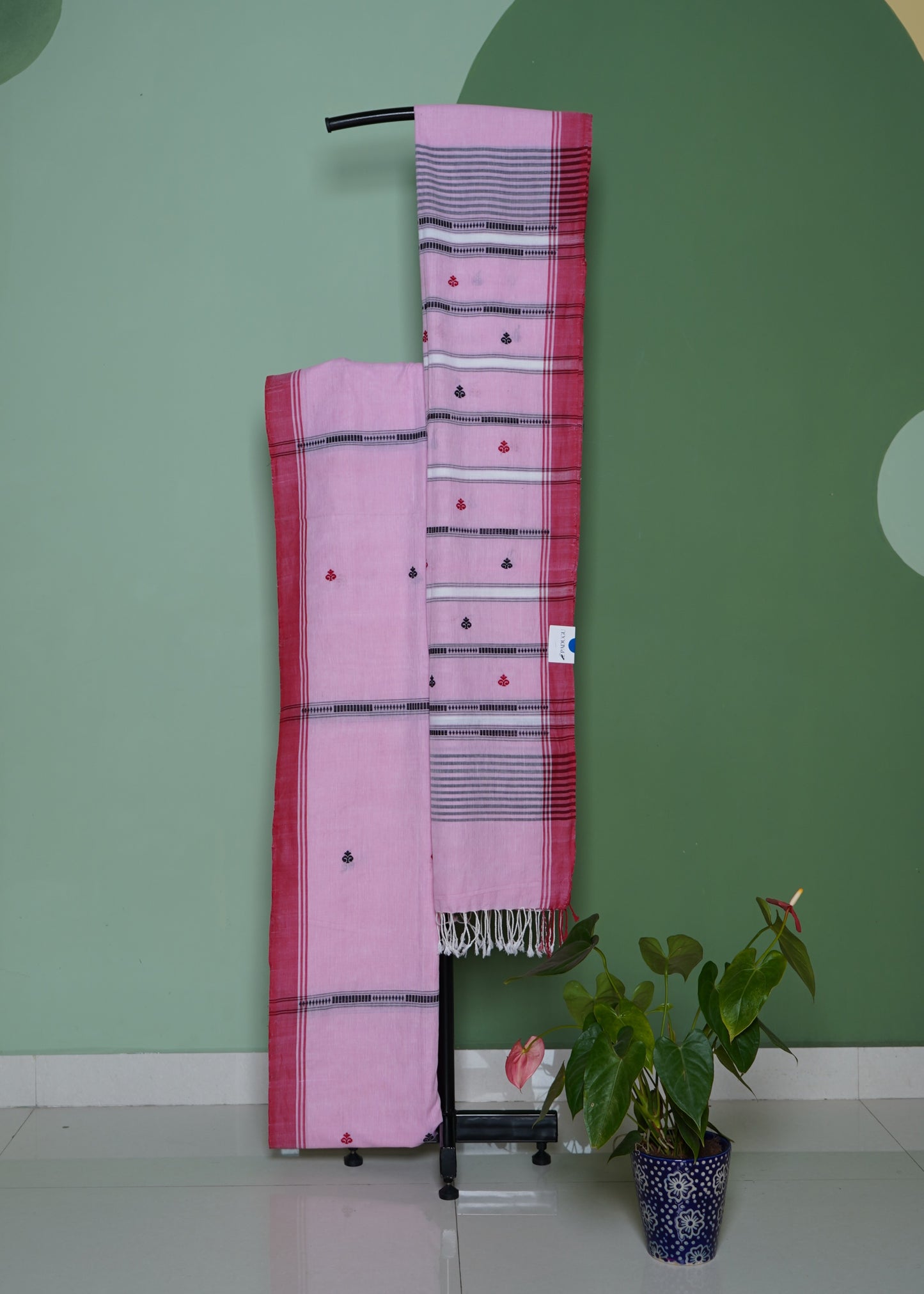 Baby Pink Assam Cotton Pure Handloom Saree
