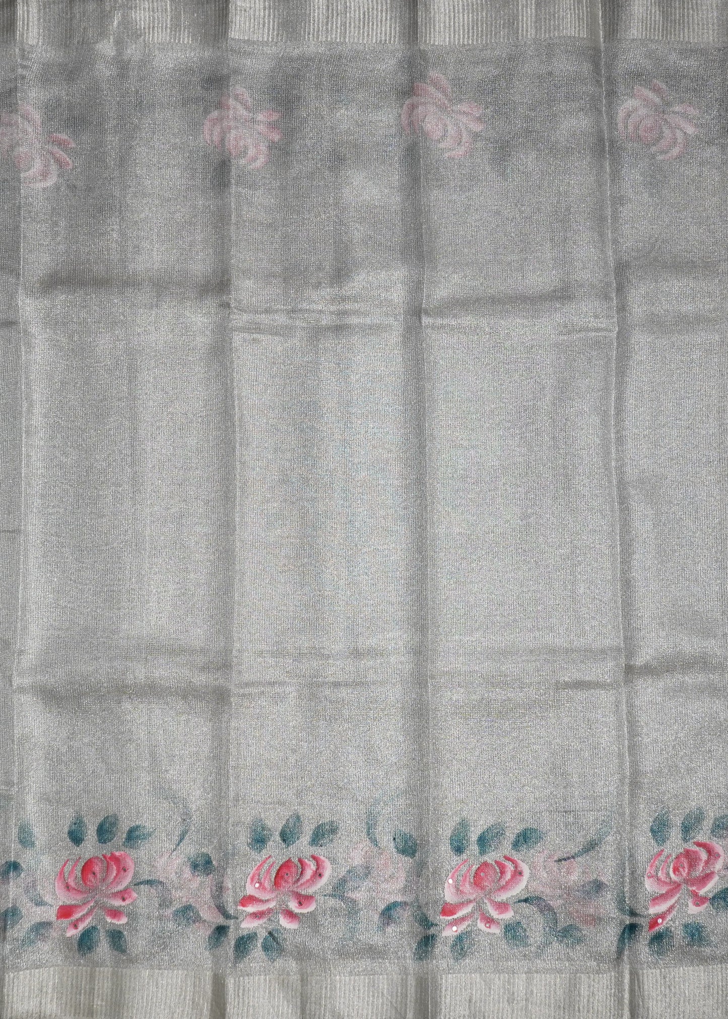 White Bengal Tussar Tissue Pure Silk Handloom Saree