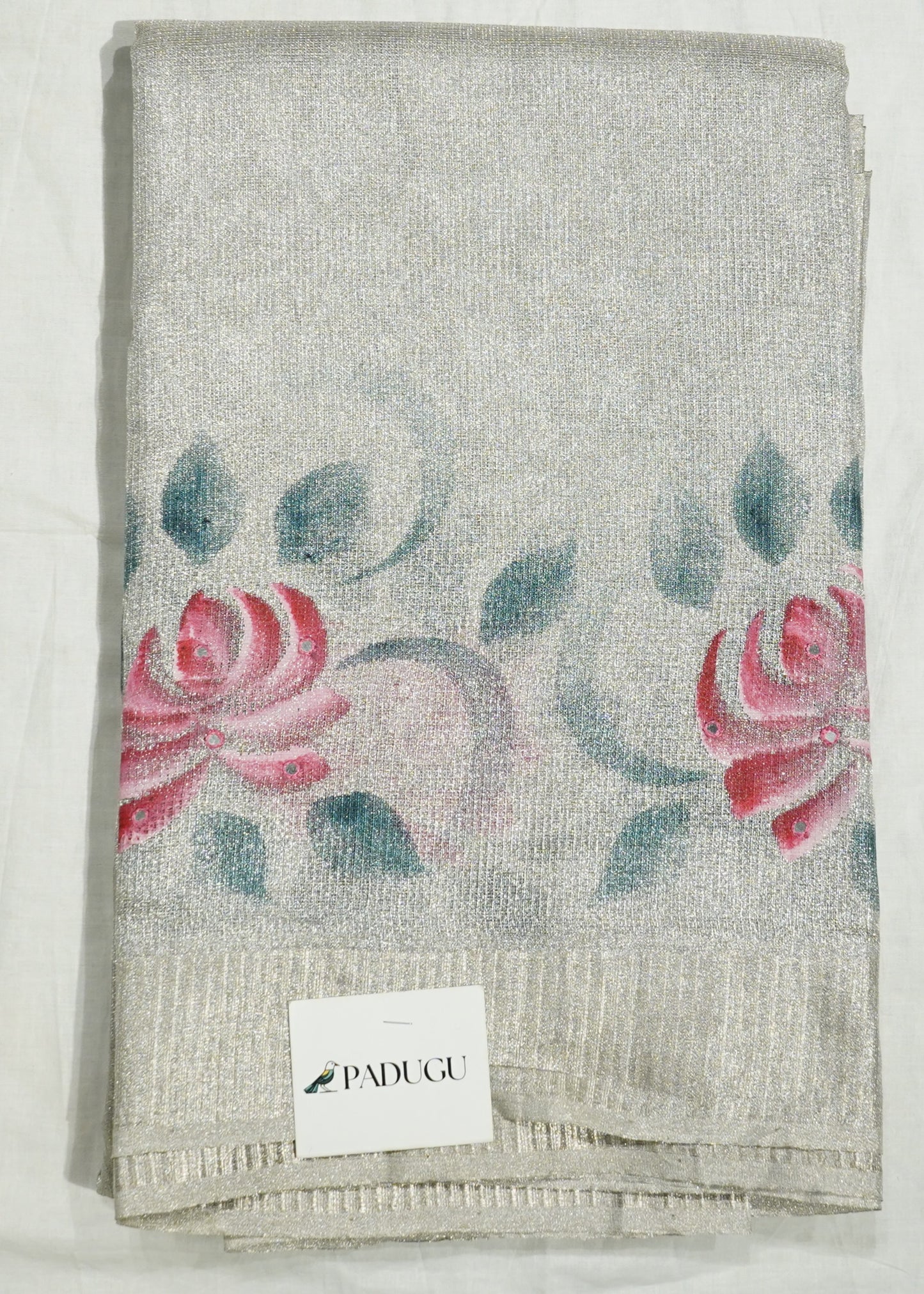White Bengal Tussar Tissue Pure Silk Handloom Saree