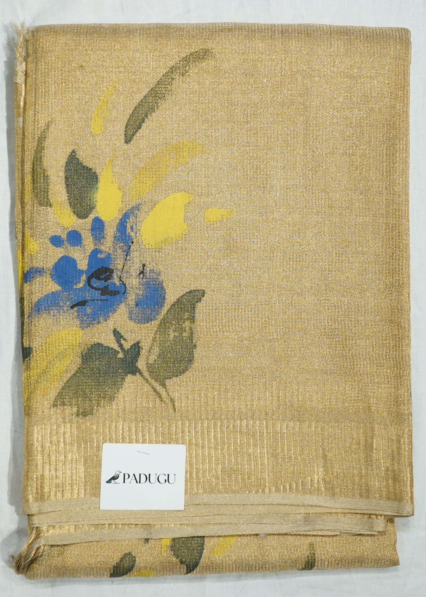 Gold Bengal Tussar Tissue Pure Silk Handloom Saree
