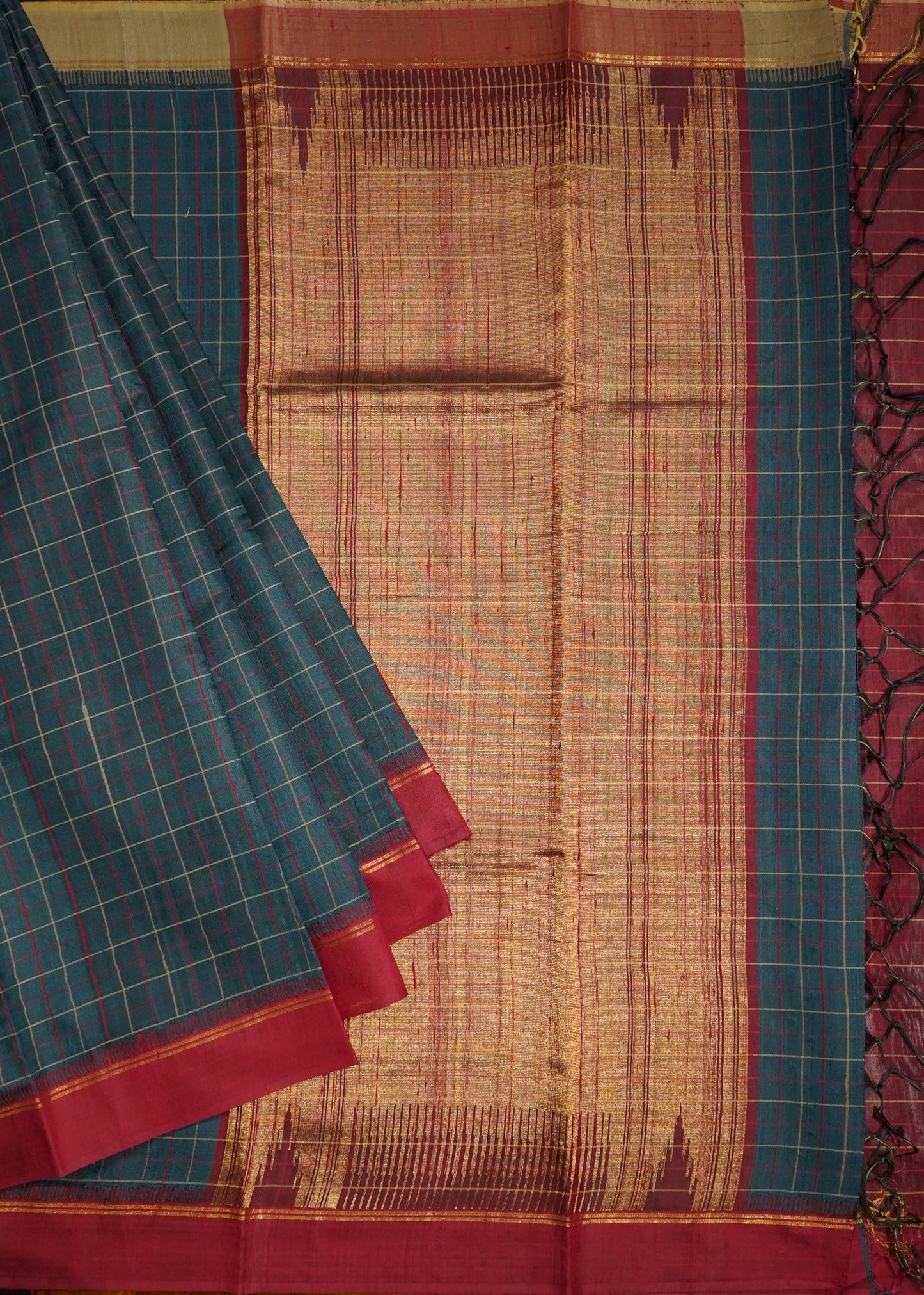 Green Raw Silk Zari Buti Pure Silk Handloom Saree
