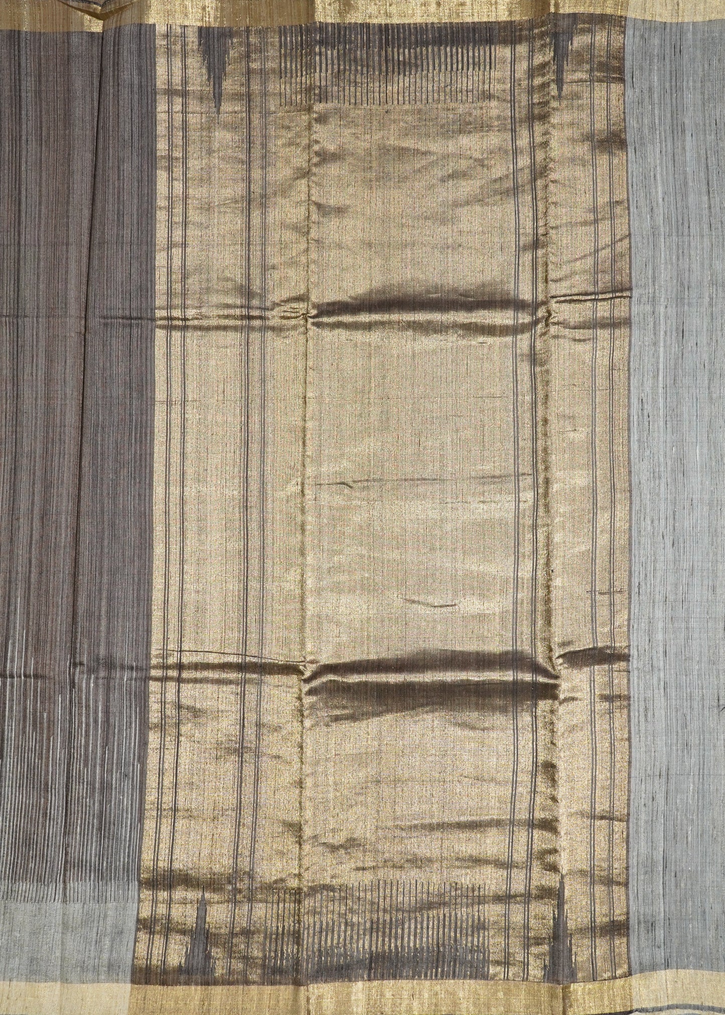 Brown Raw Silk Zari Buti Pure Silk Handloom Saree
