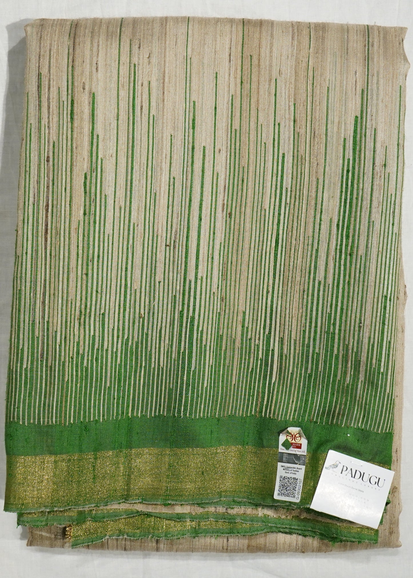 Cream Raw Silk Zari Buti Pure Silk Handloom Saree