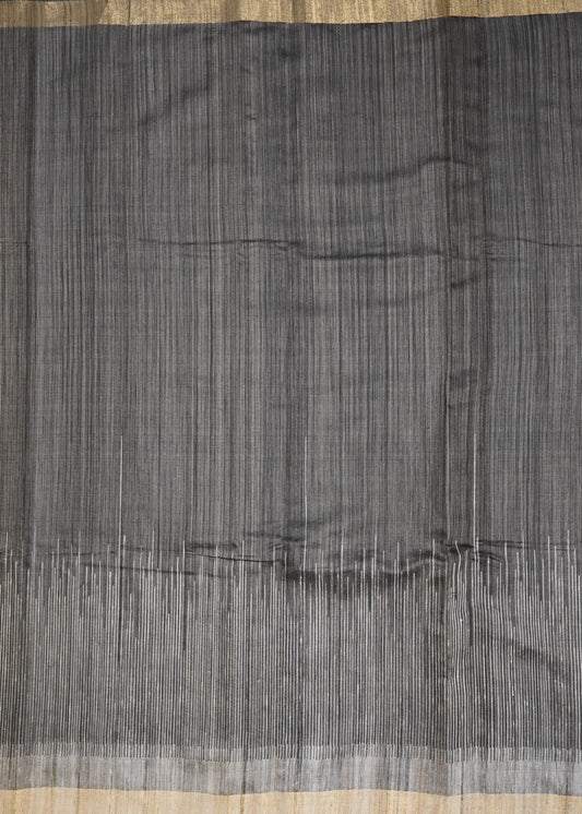 Black Raw Silk Zari Buti Pure Silk Handloom Saree