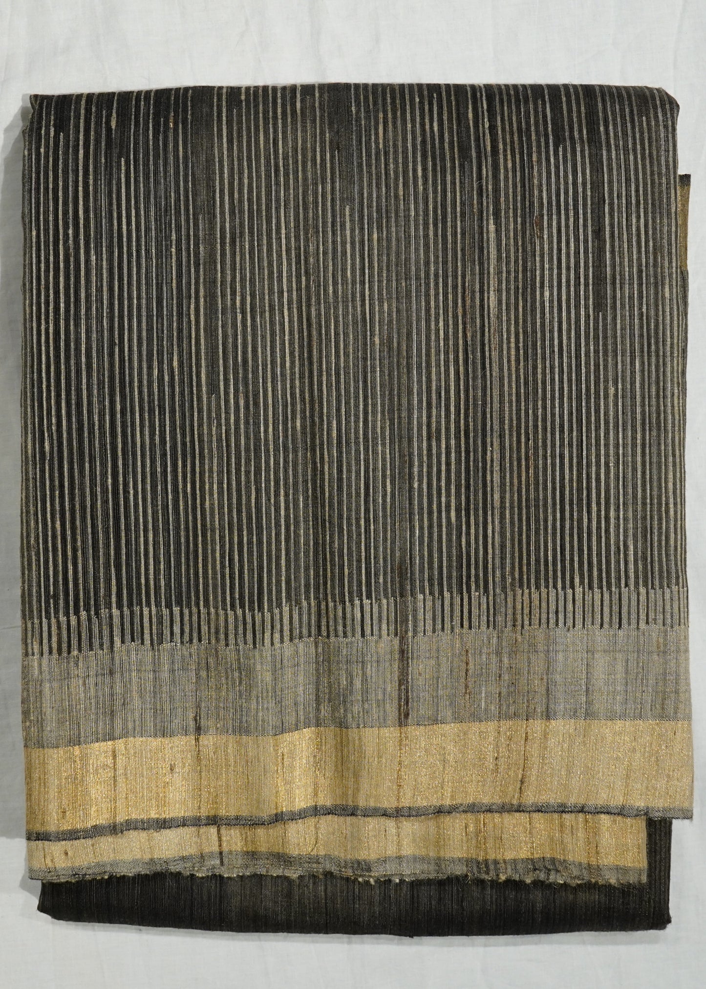 Black Raw Silk Zari Buti Pure Silk Handloom Saree