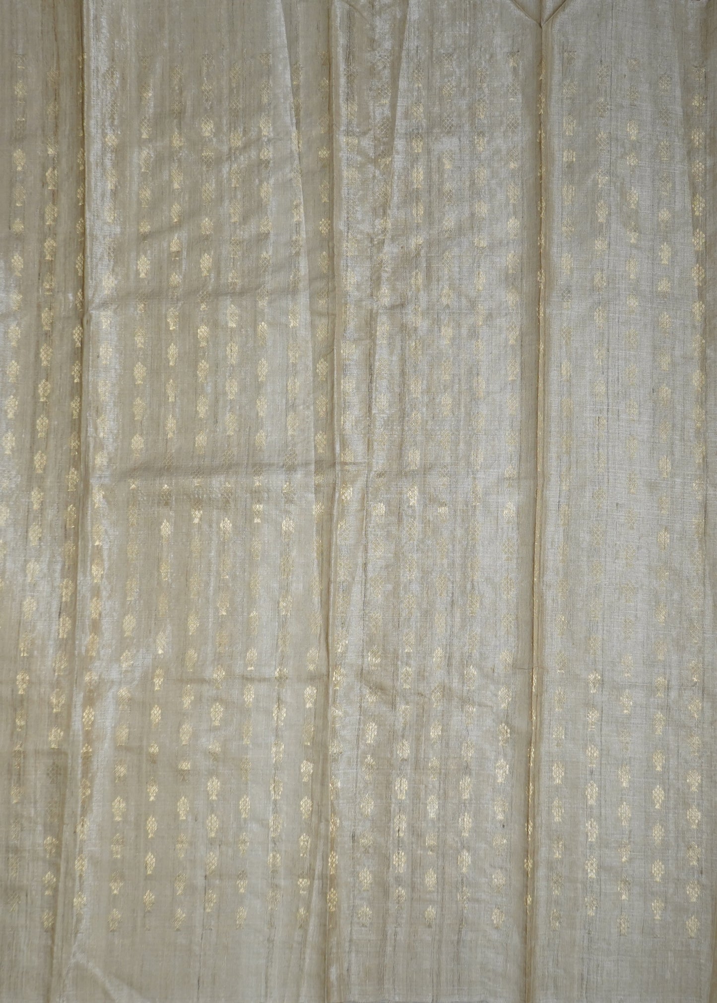 Cream Raw Silk Zari Buti Pure Silk Handloom Saree