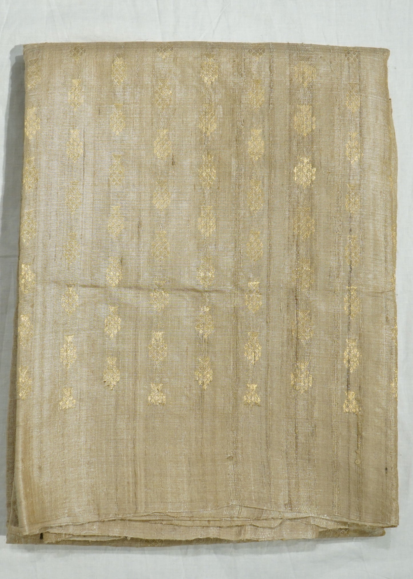 Cream Raw Silk Zari Buti Pure Silk Handloom Saree