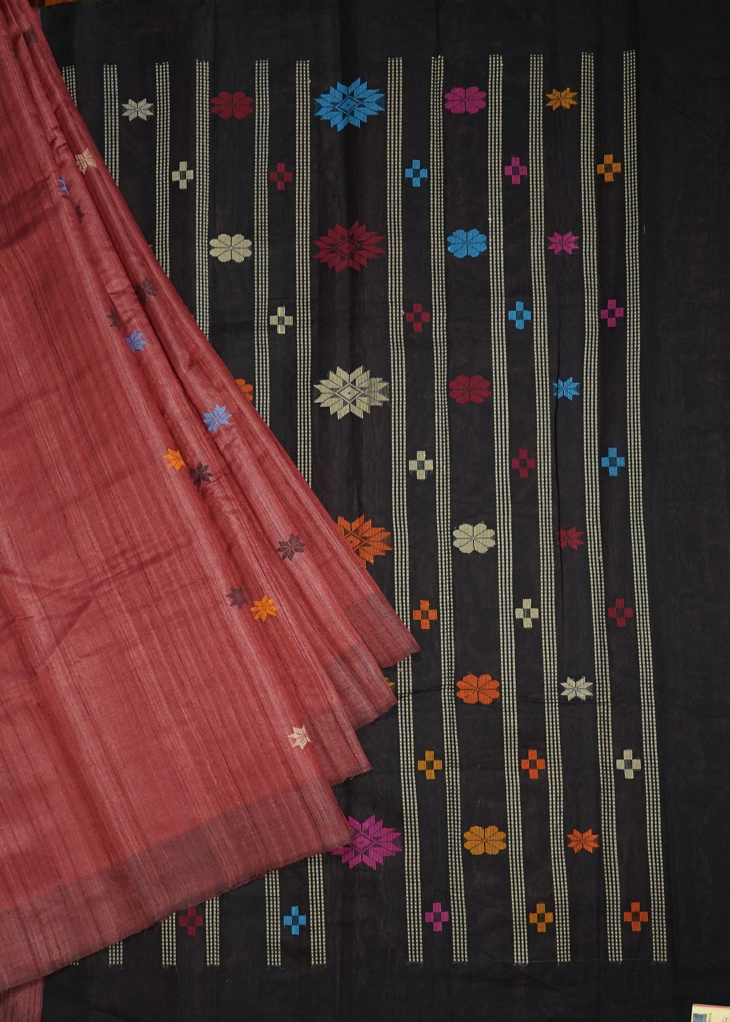 Maroon Raw Silk Thread Buti Pure Silk Handloom Saree