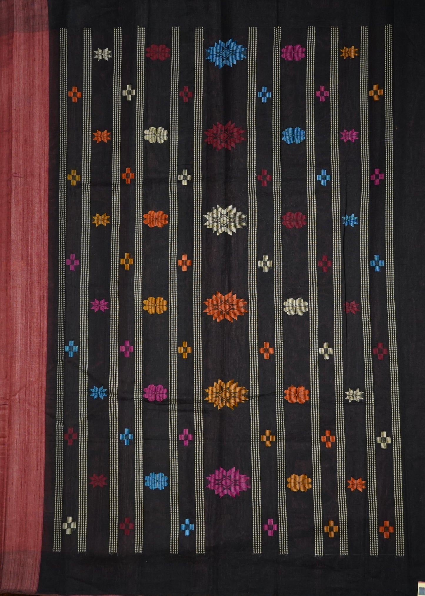 Maroon Raw Silk Thread Buti Pure Silk Handloom Saree