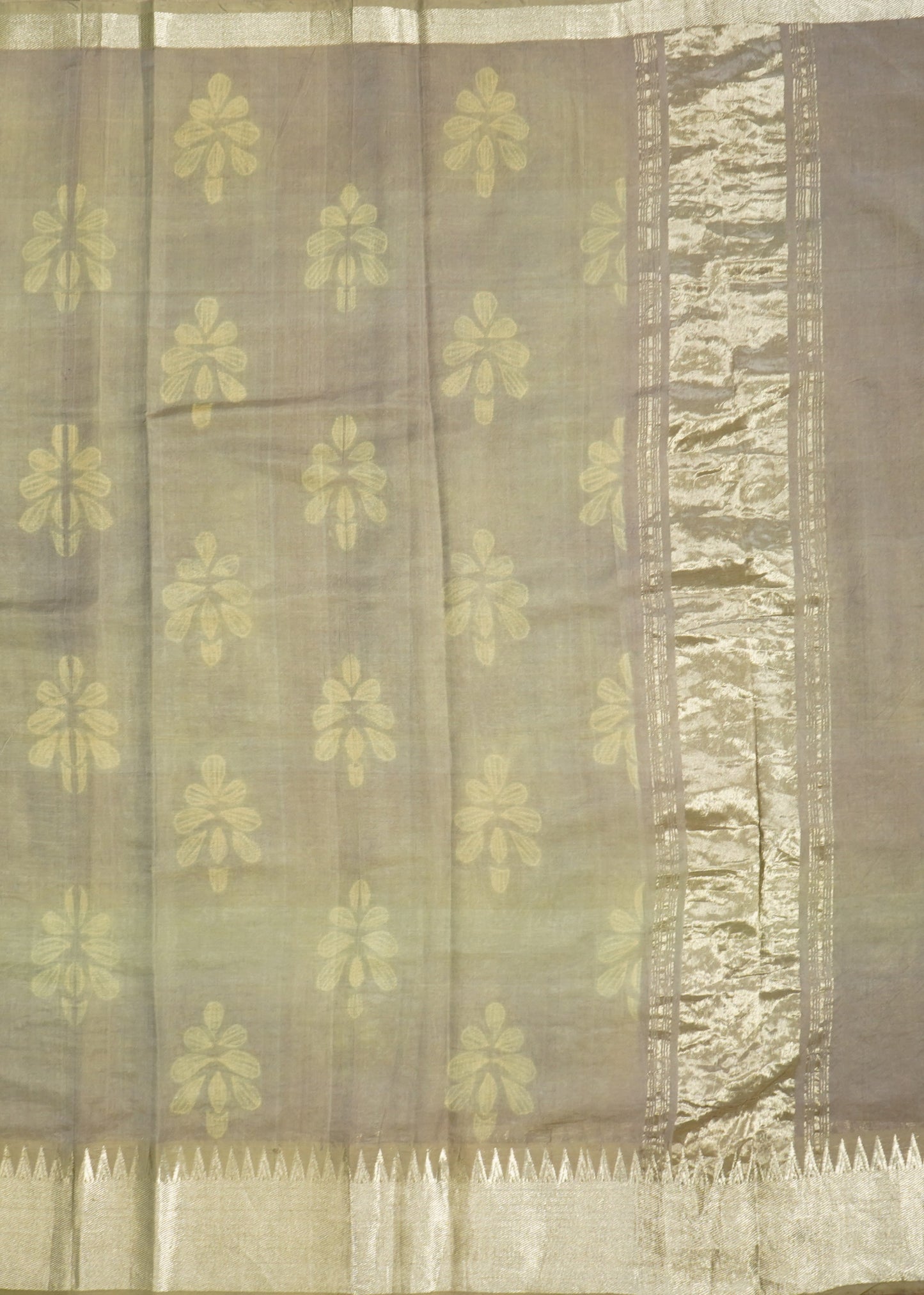Gray Mangalagiri Nshibori Pure Cotton Silk Handloom Saree