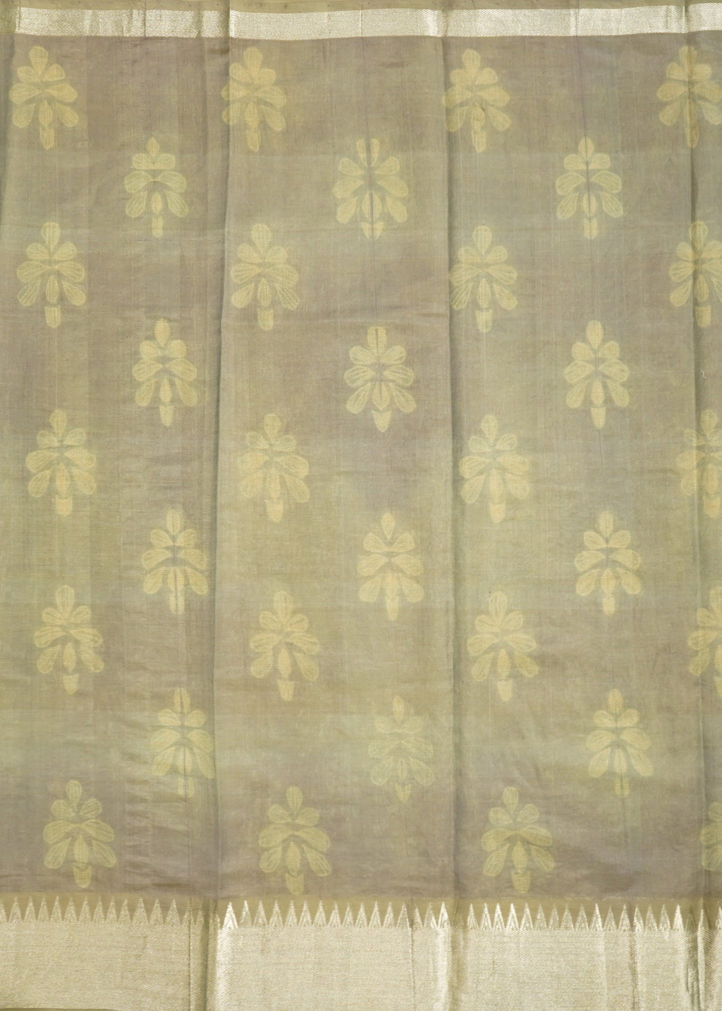 Gray Mangalagiri Nshibori Pure Cotton Silk Handloom Saree