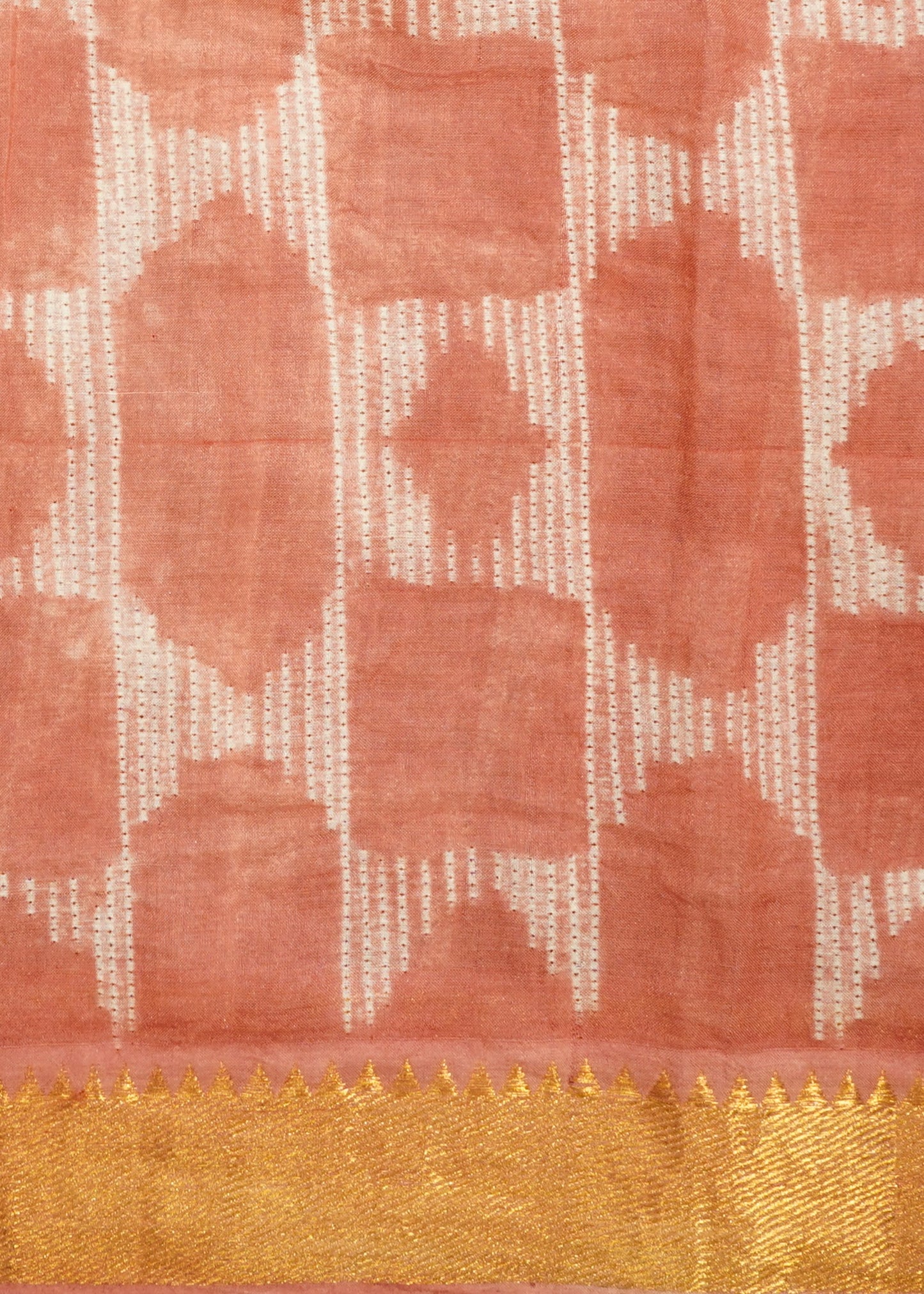 Dark Apricot Mangalagiri Nshibori Pure Cotton Silk Handloom Saree