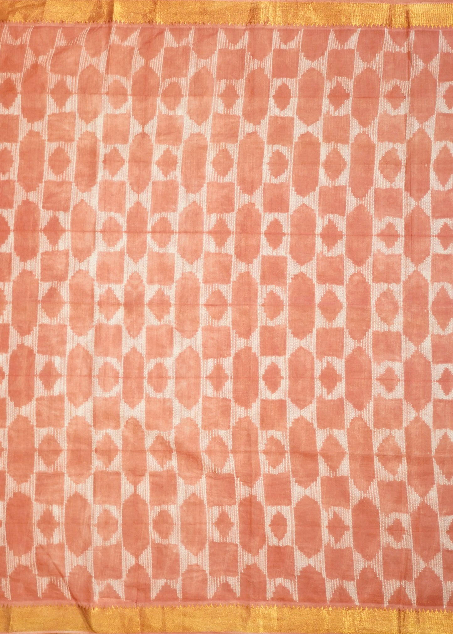 Dark Apricot Mangalagiri Nshibori Pure Cotton Silk Handloom Saree