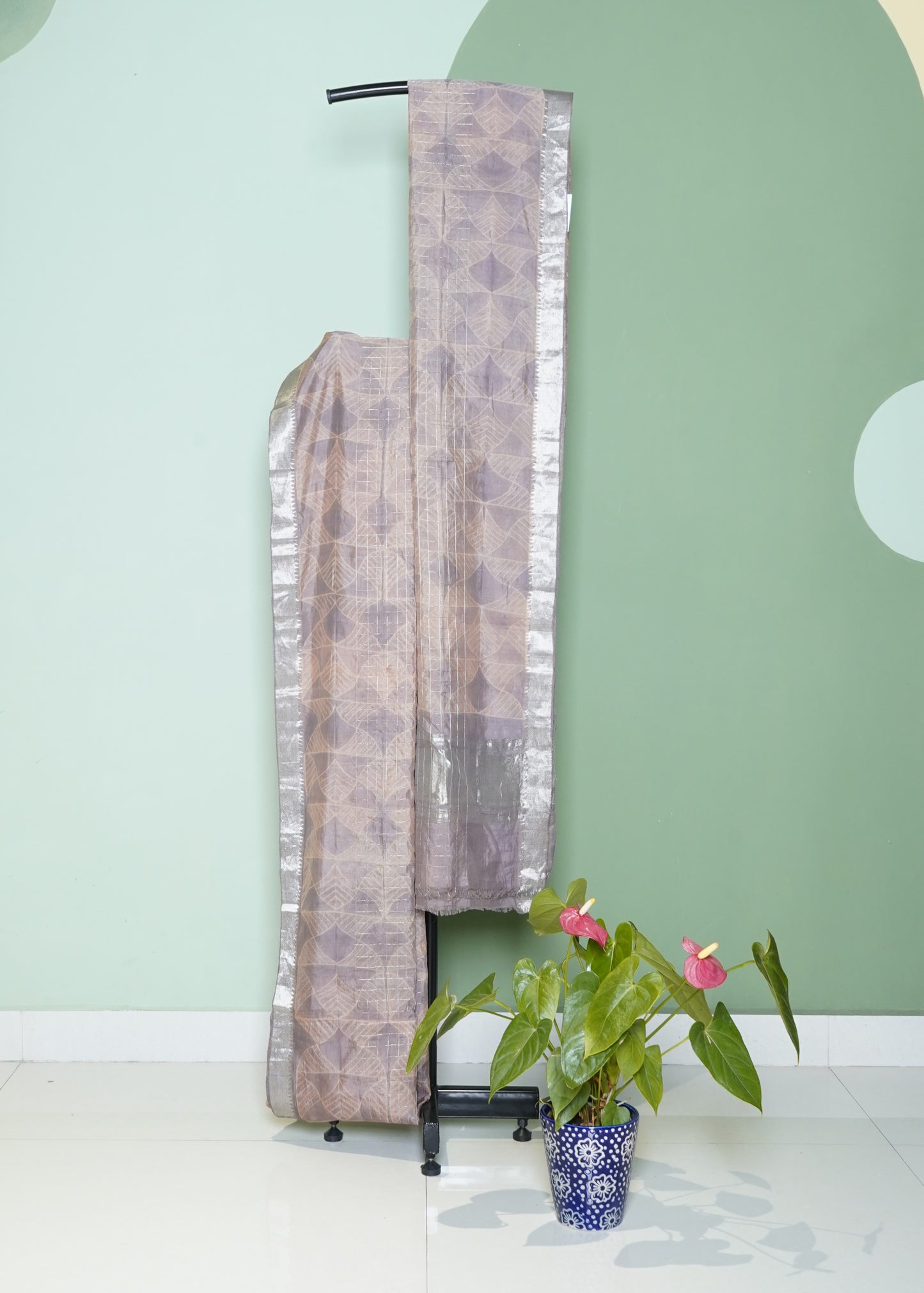 Brown Mangalagiri Nshibori Pure Cotton Silk Handloom Saree