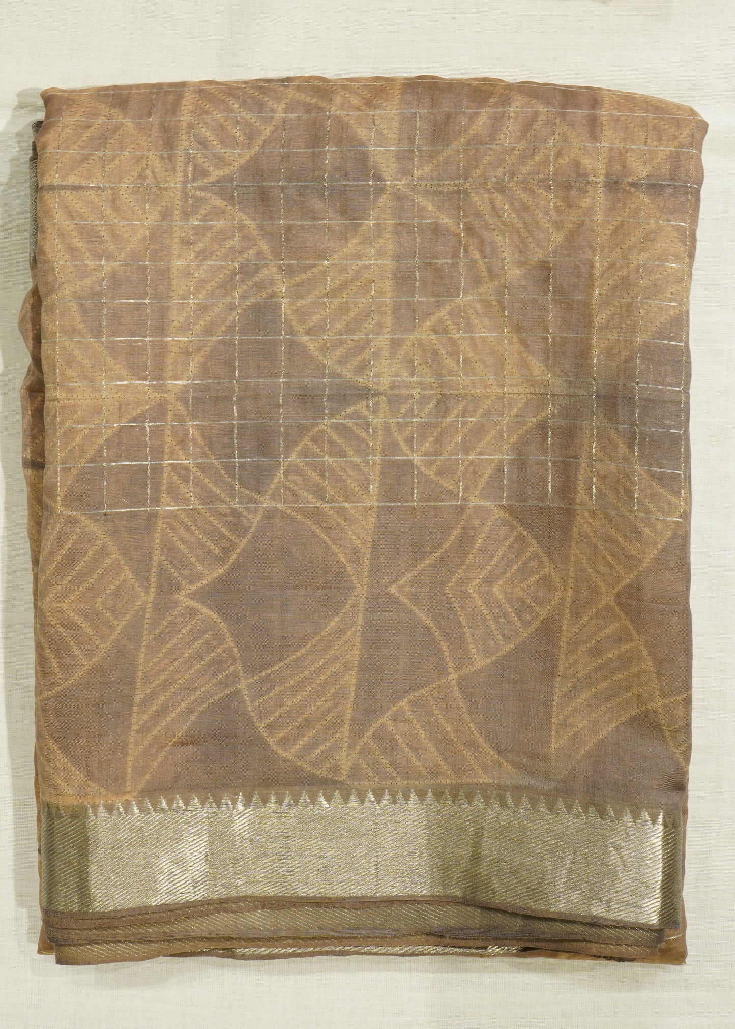 Brown Mangalagiri Nshibori Pure Cotton Silk Handloom Saree