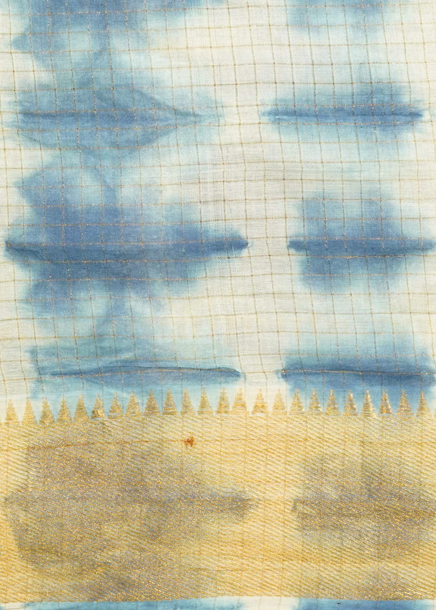 Blue Mangalagiri Nshibori Pure Cotton Silk Handloom Saree