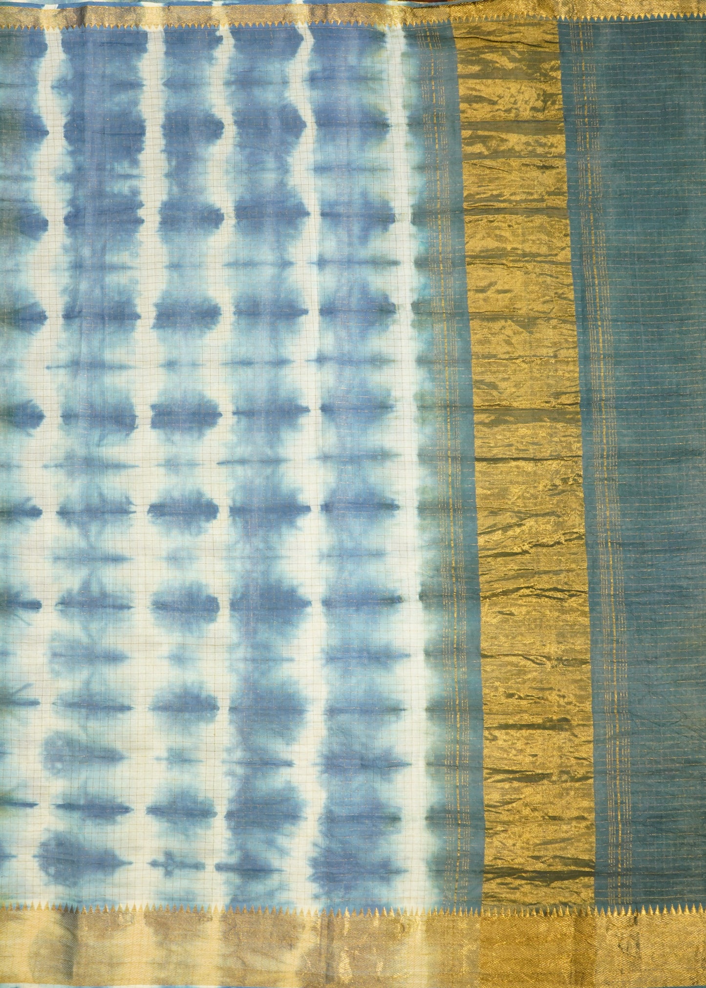 Blue Mangalagiri Nshibori Pure Cotton Silk Handloom Saree