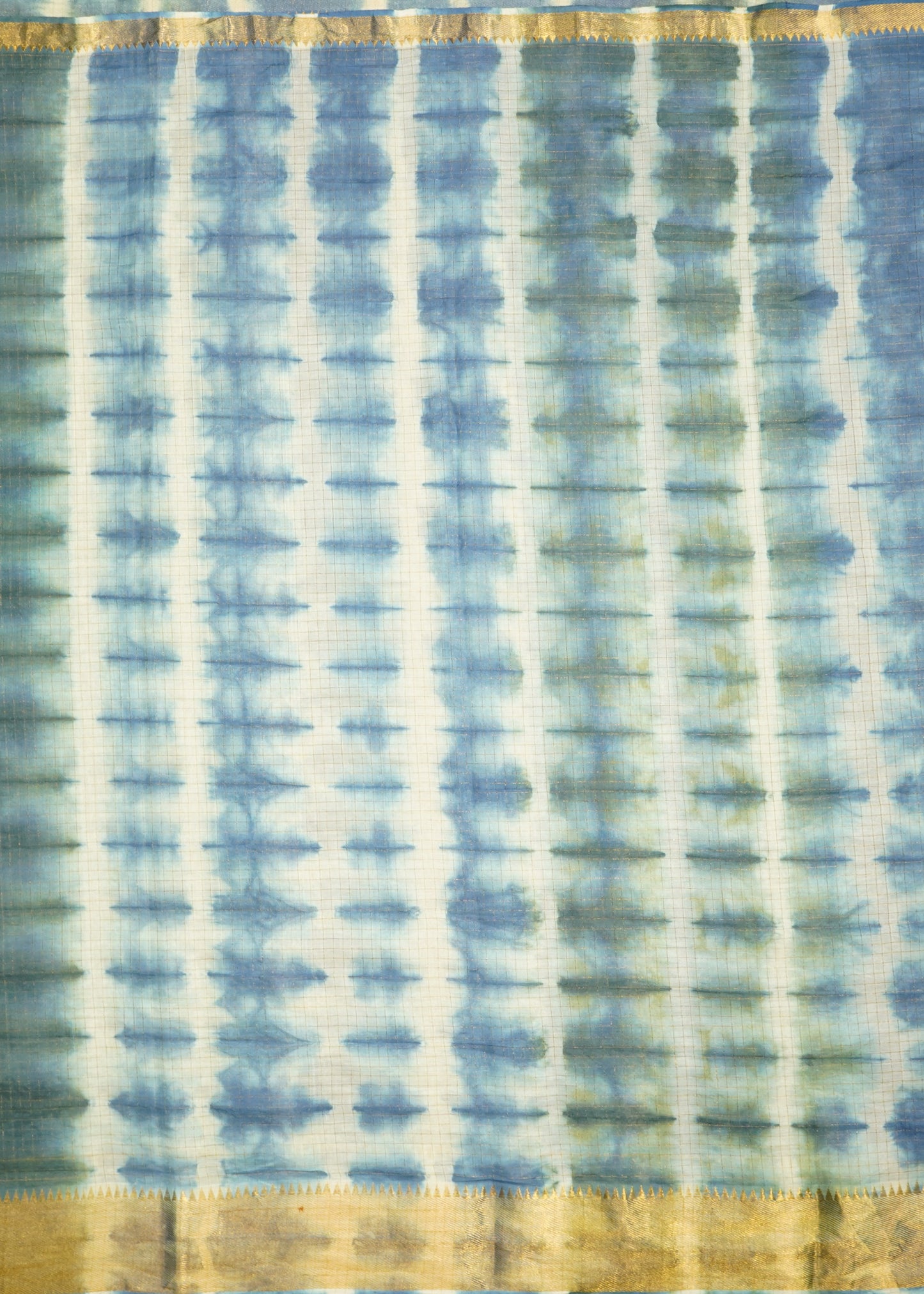 Blue Mangalagiri Nshibori Pure Cotton Silk Handloom Saree