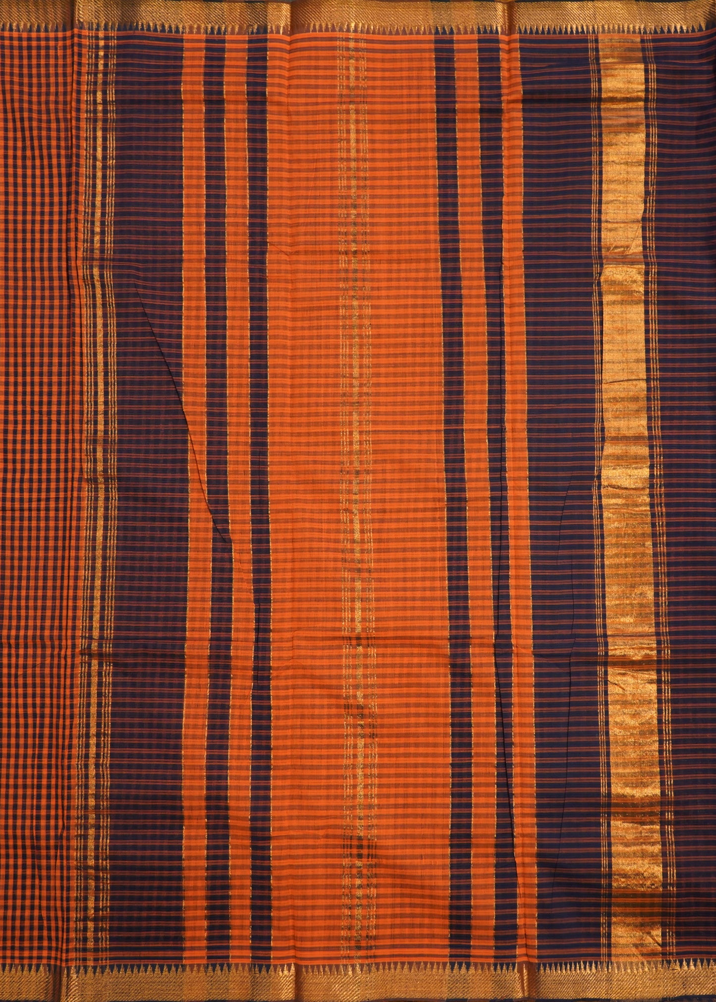 Brown Mangalagiri Missing Checks Pure Cotton Handloom Saree