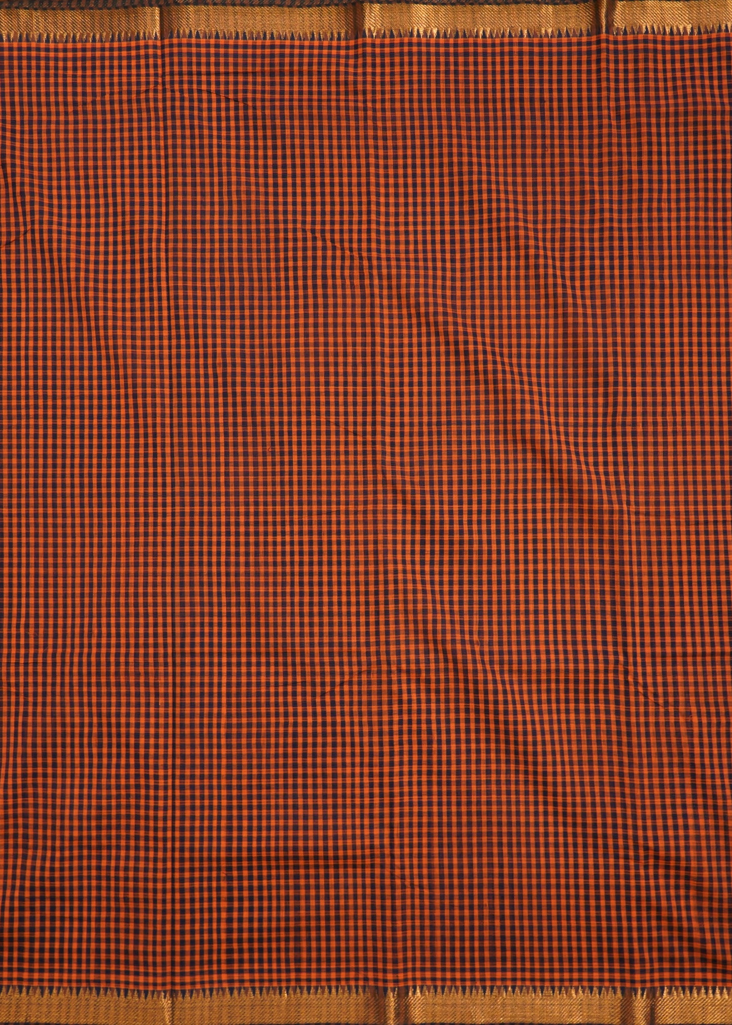 Brown Mangalagiri Missing Checks Pure Cotton Handloom Saree