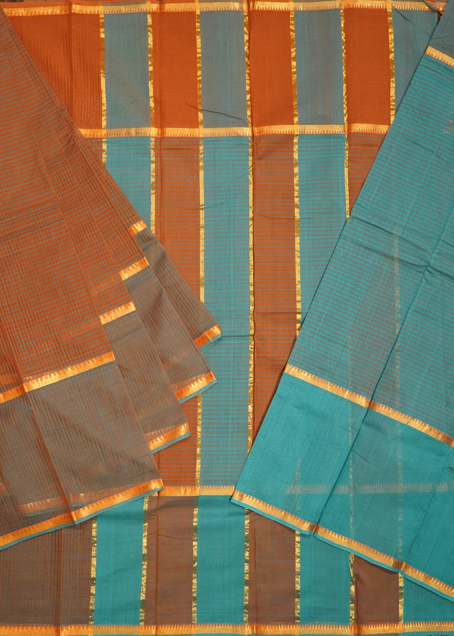 Brown Mangalagiri Missing Checks Pure Cotton Handloom Saree