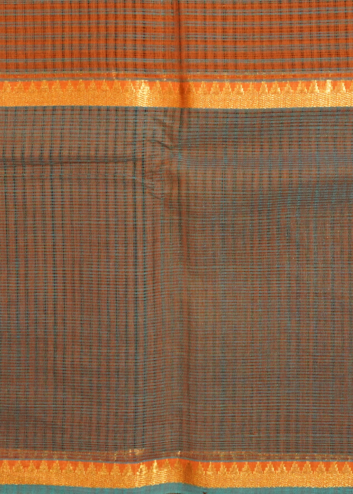 Brown Mangalagiri Missing Checks Pure Cotton Handloom Saree