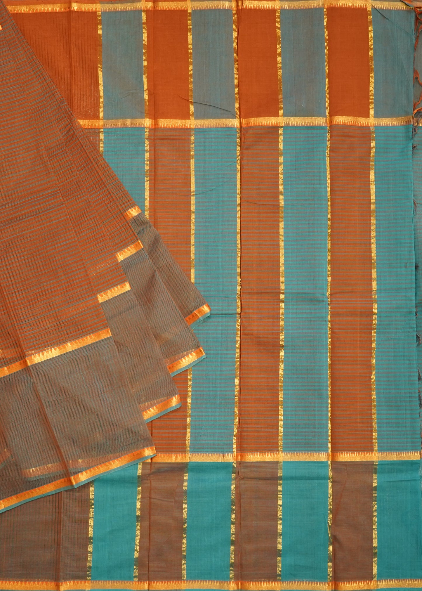 Brown Mangalagiri Missing Checks Pure Cotton Handloom Saree